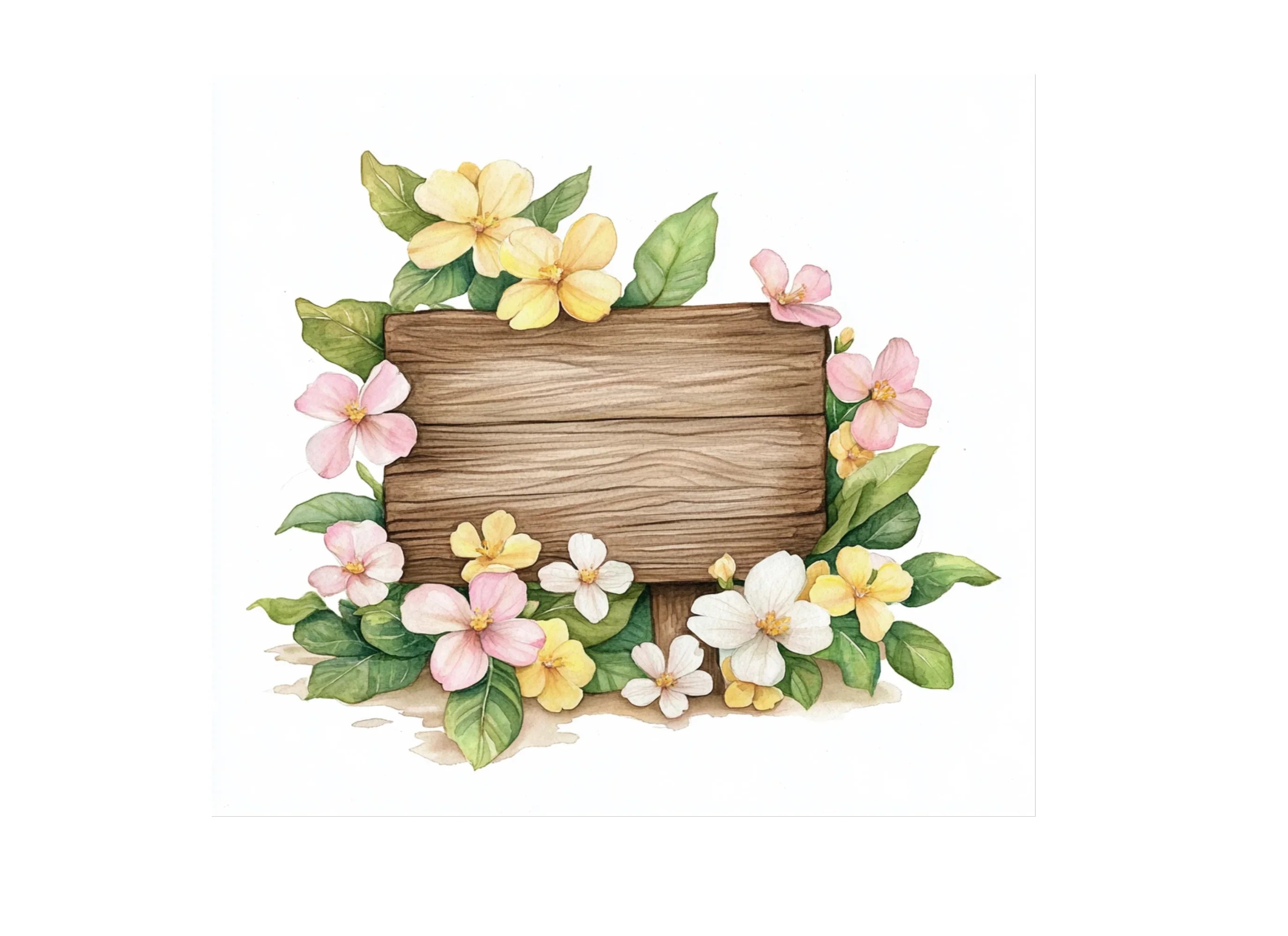 Spring Flower Frame Wooden Clipart Bundle