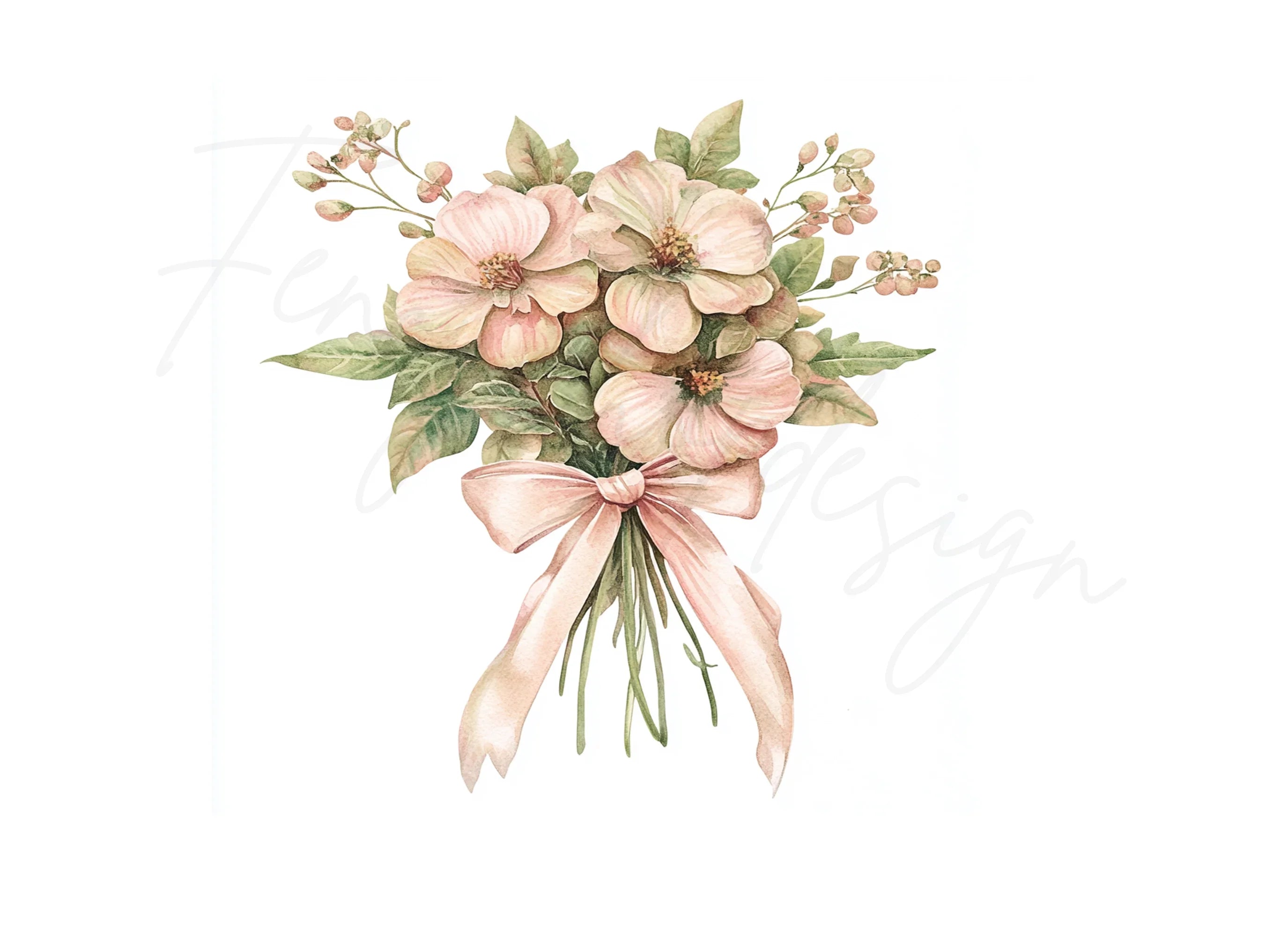 Elegant Pink Floral Bouquets Clipart Bundle
