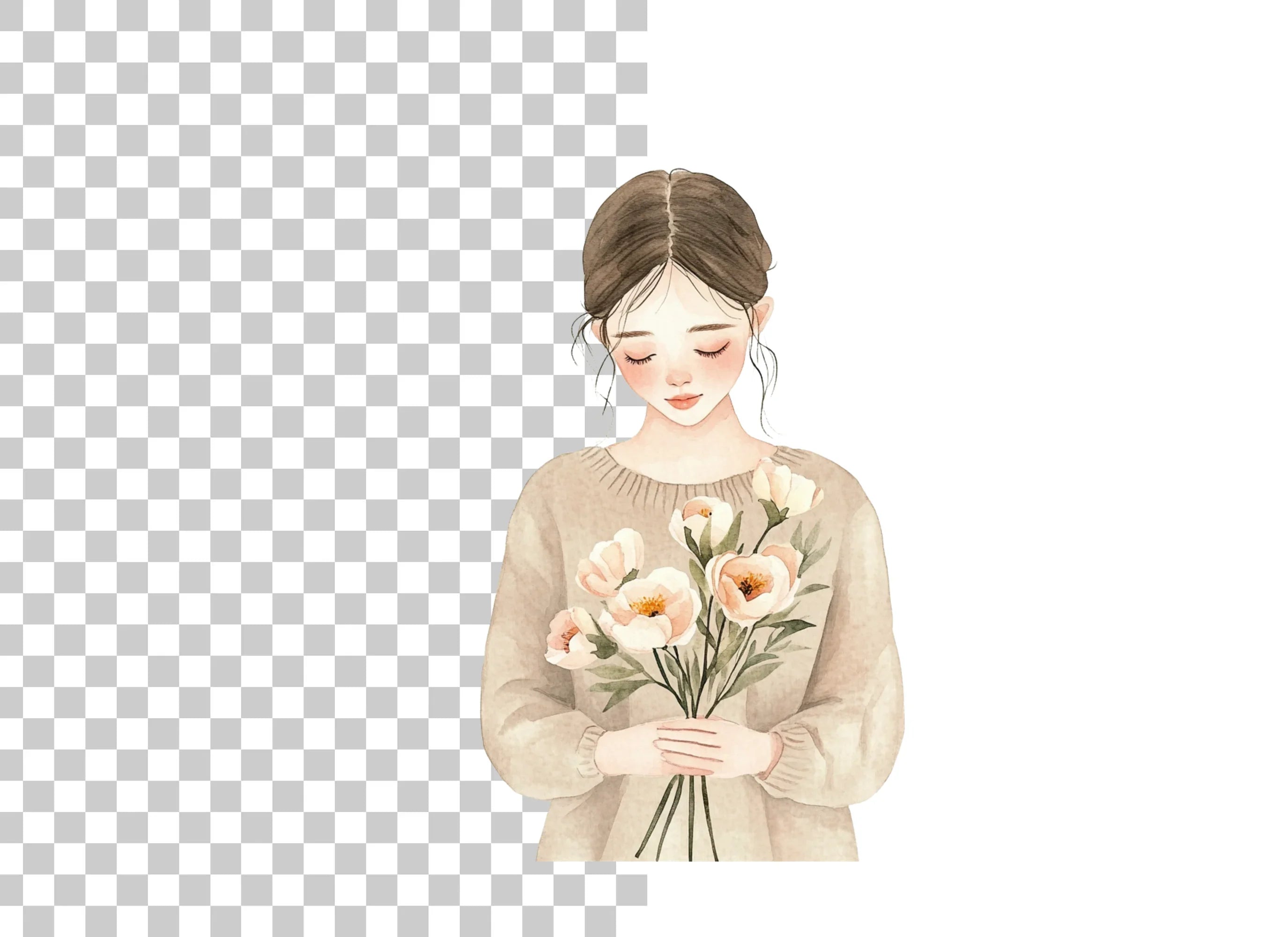 Girl with Flowers Clipart Bundle