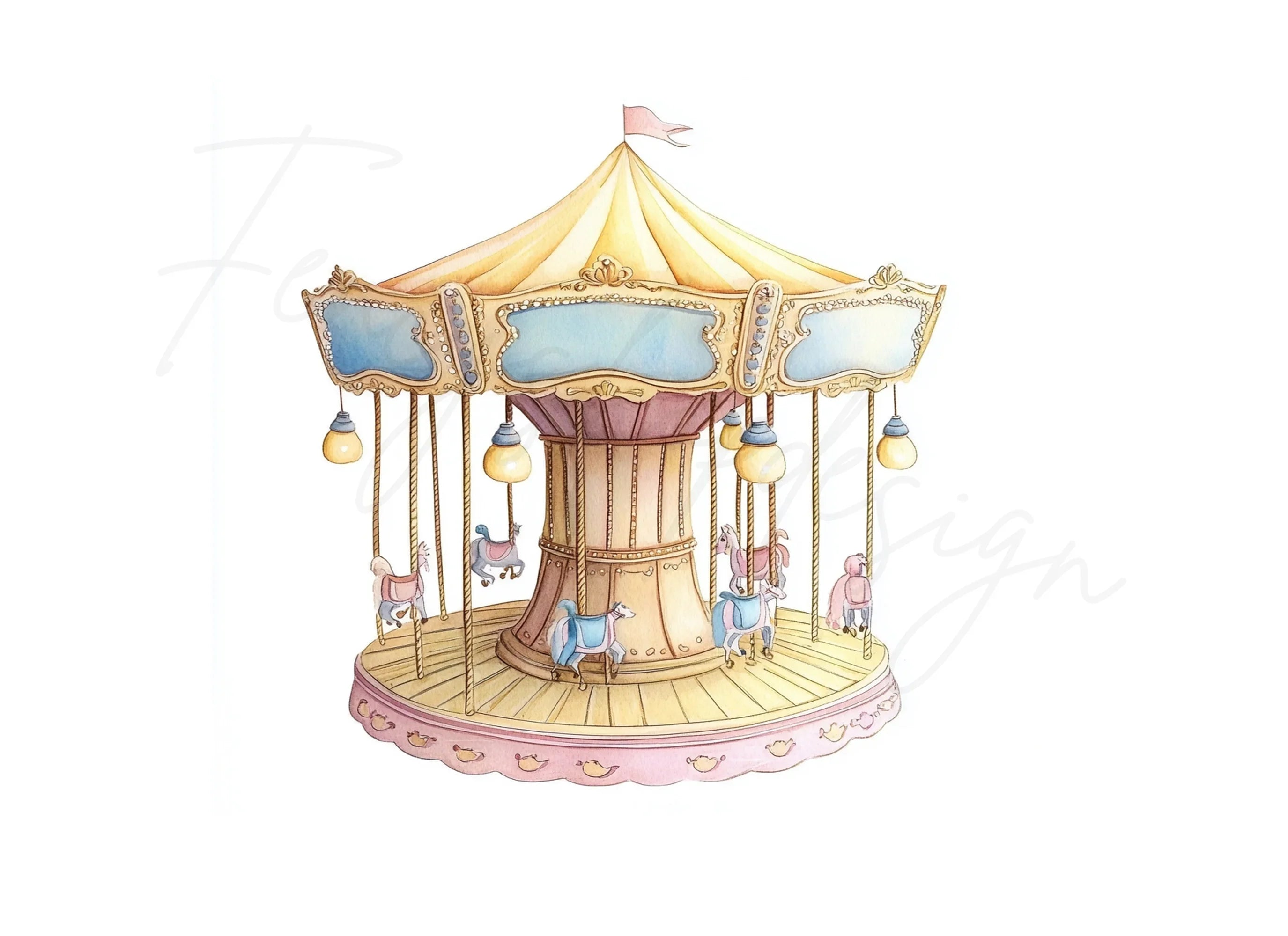 Vintage Carousel Clipart Bundle