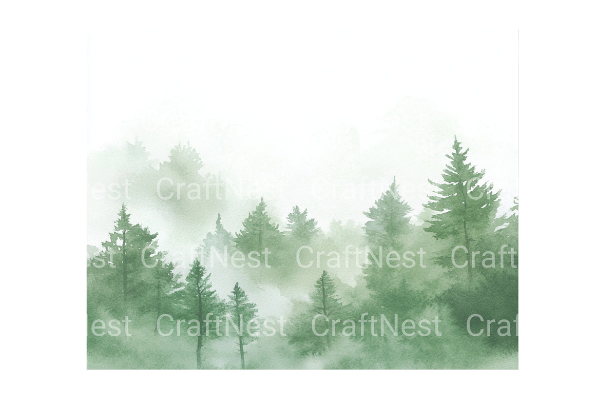 Misty Forest Trees Designs Clipart Bundle