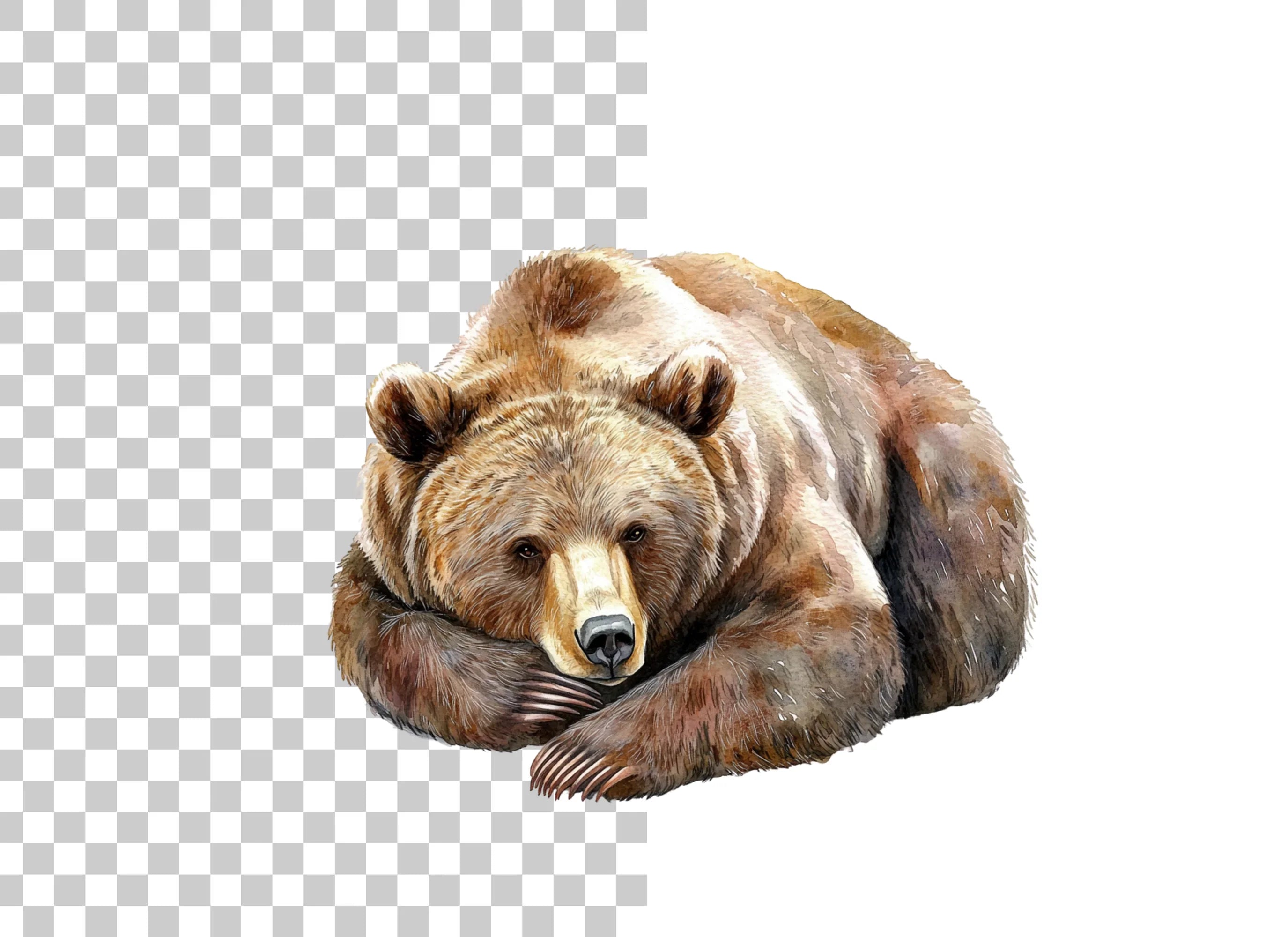 Sleeping Grizzly Bear Clipart Bundle