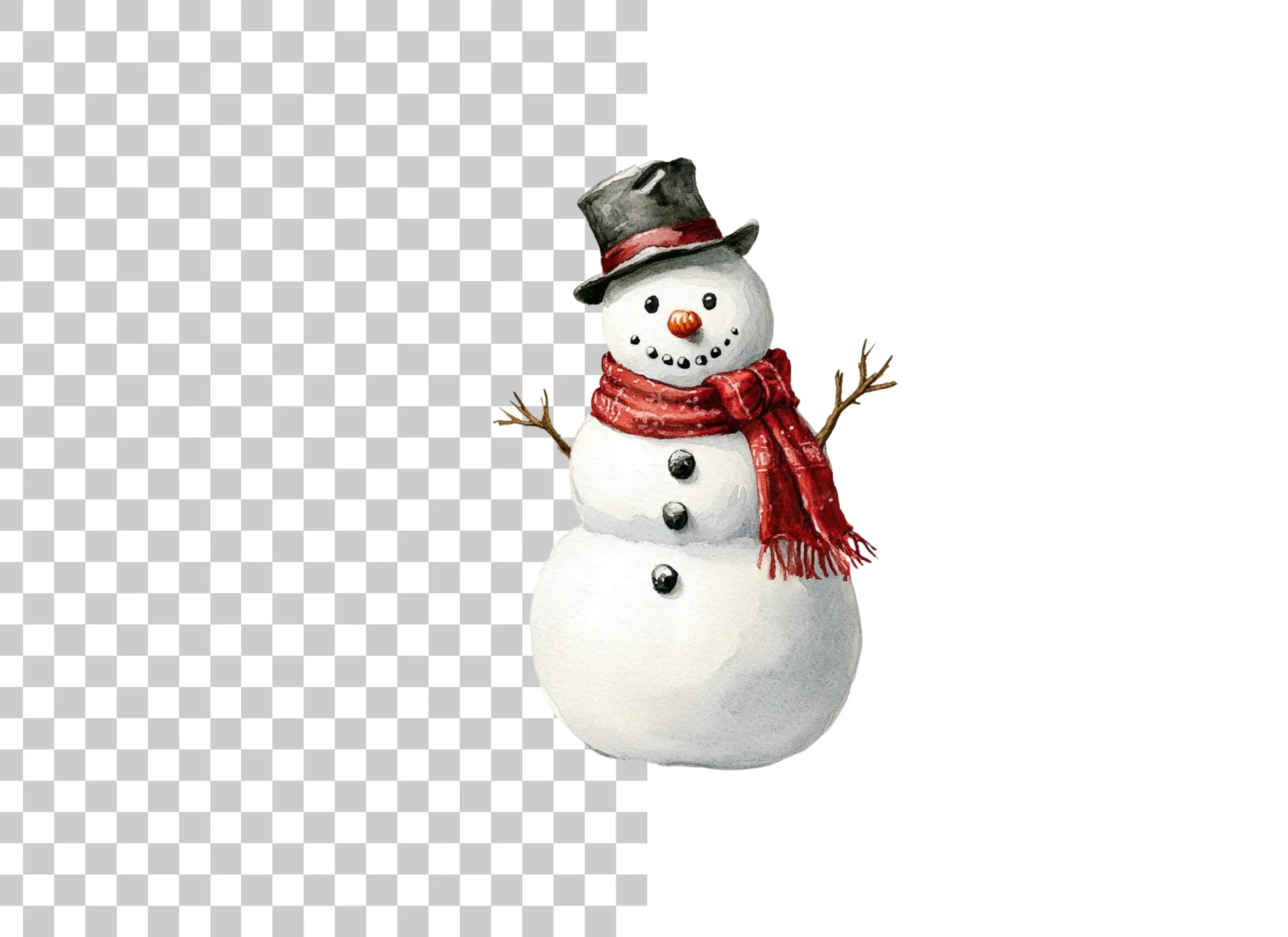 Charming Snowman with Top Hat Clipart Bundle