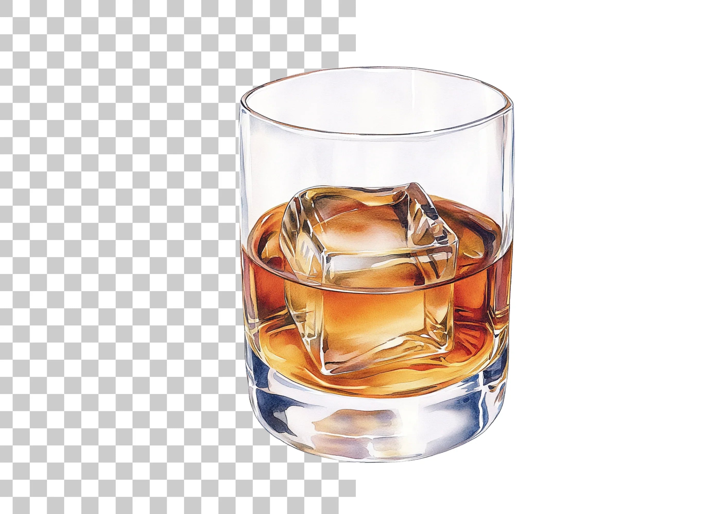 Whiskey Glasses with Ice Clipart Bundle