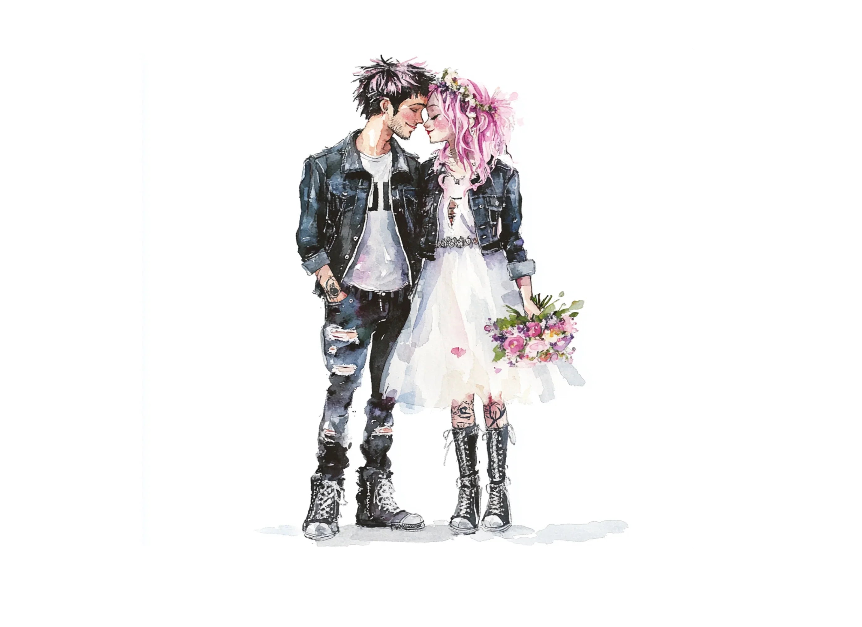 Punk Rock Wedding Couple Clipart Bundle