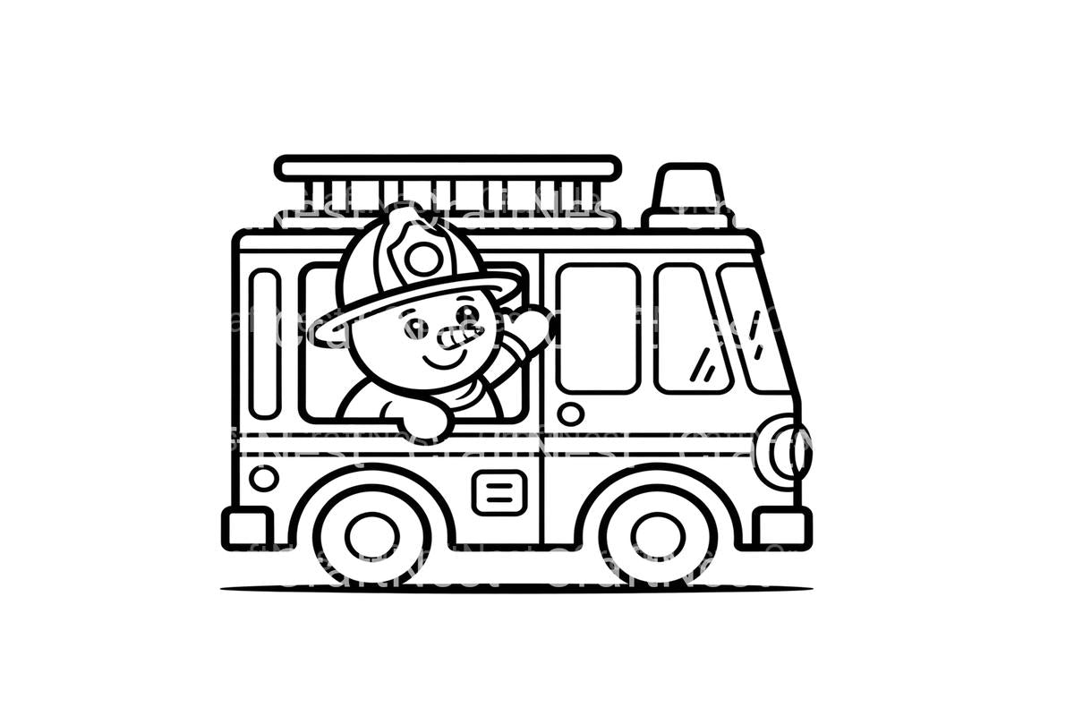 Cute Fire Truck and Snowman Driver Coloring Books
