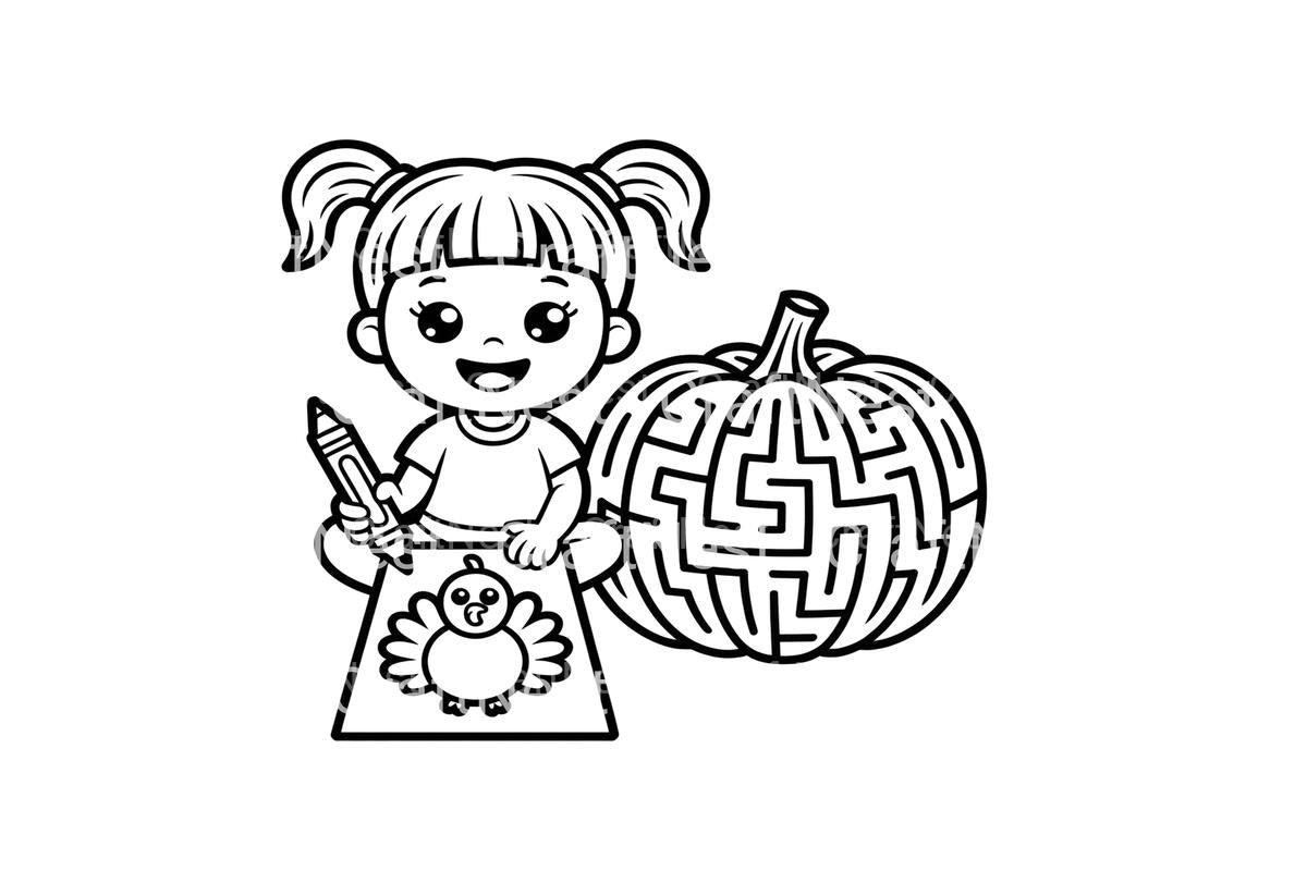 Thanksgiving Pumpkin Maze Coloring Books