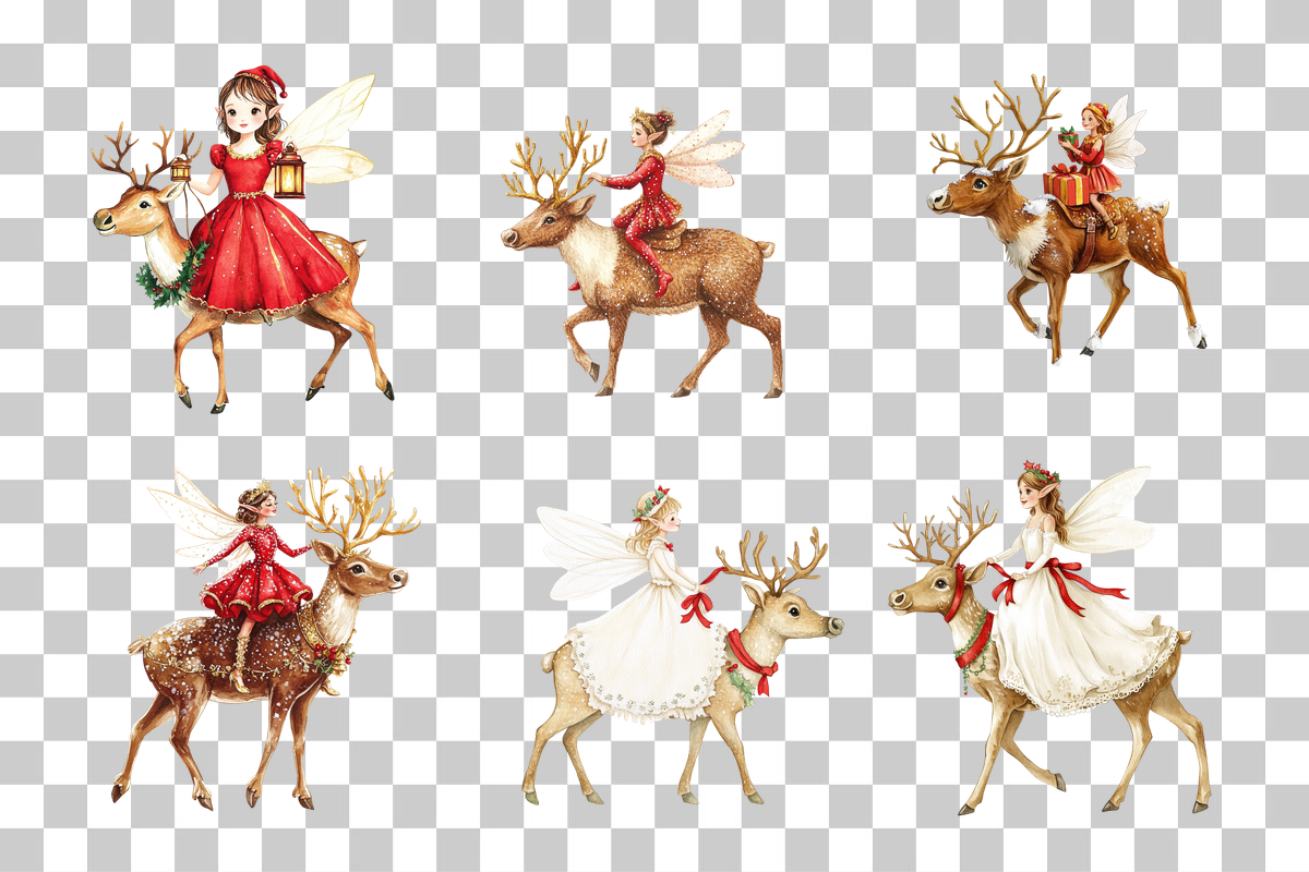 Holiday Fairy & Reindeer Clipart Bundle