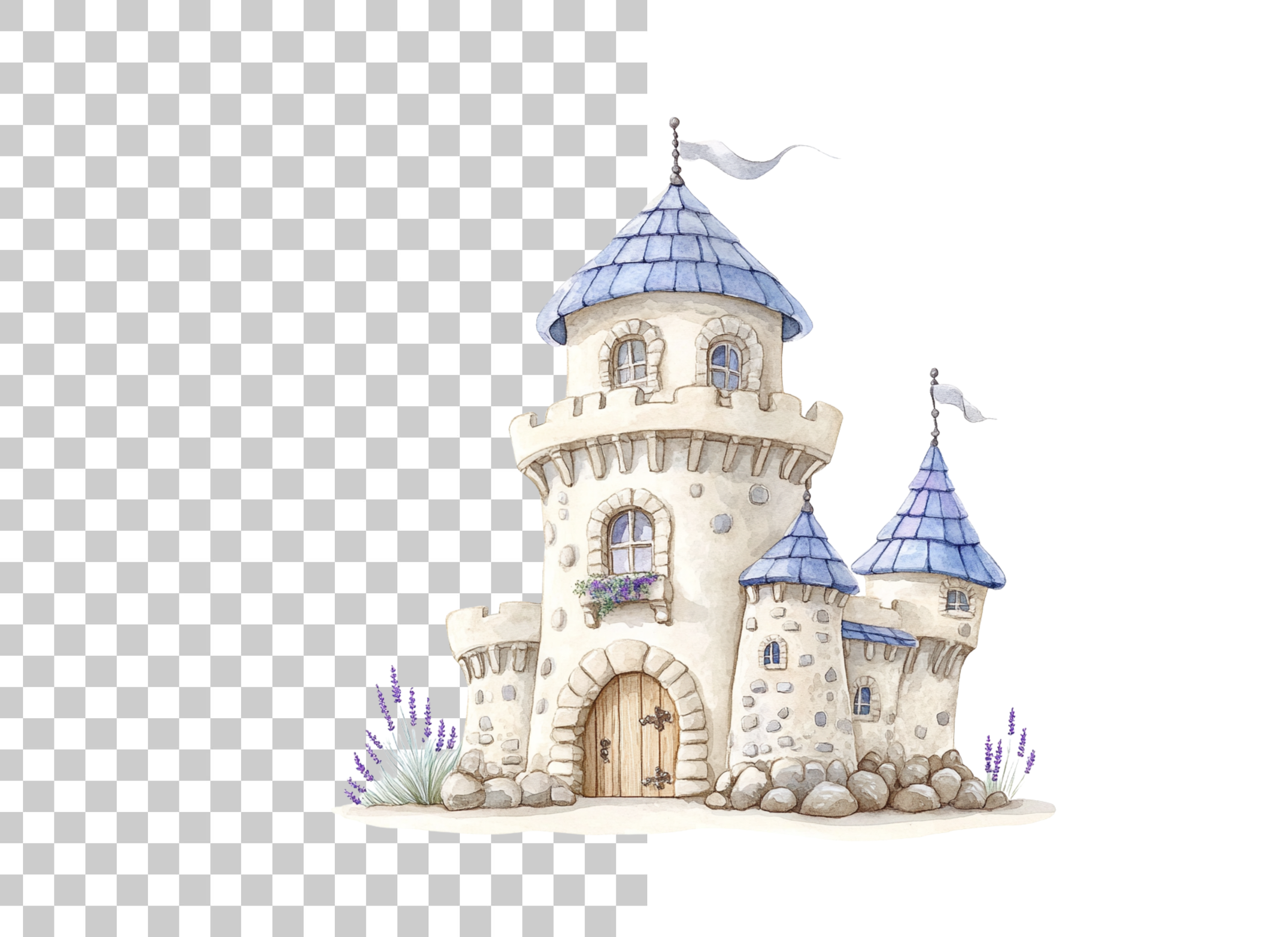 Blue Fantasy Castle Clipart Bundle