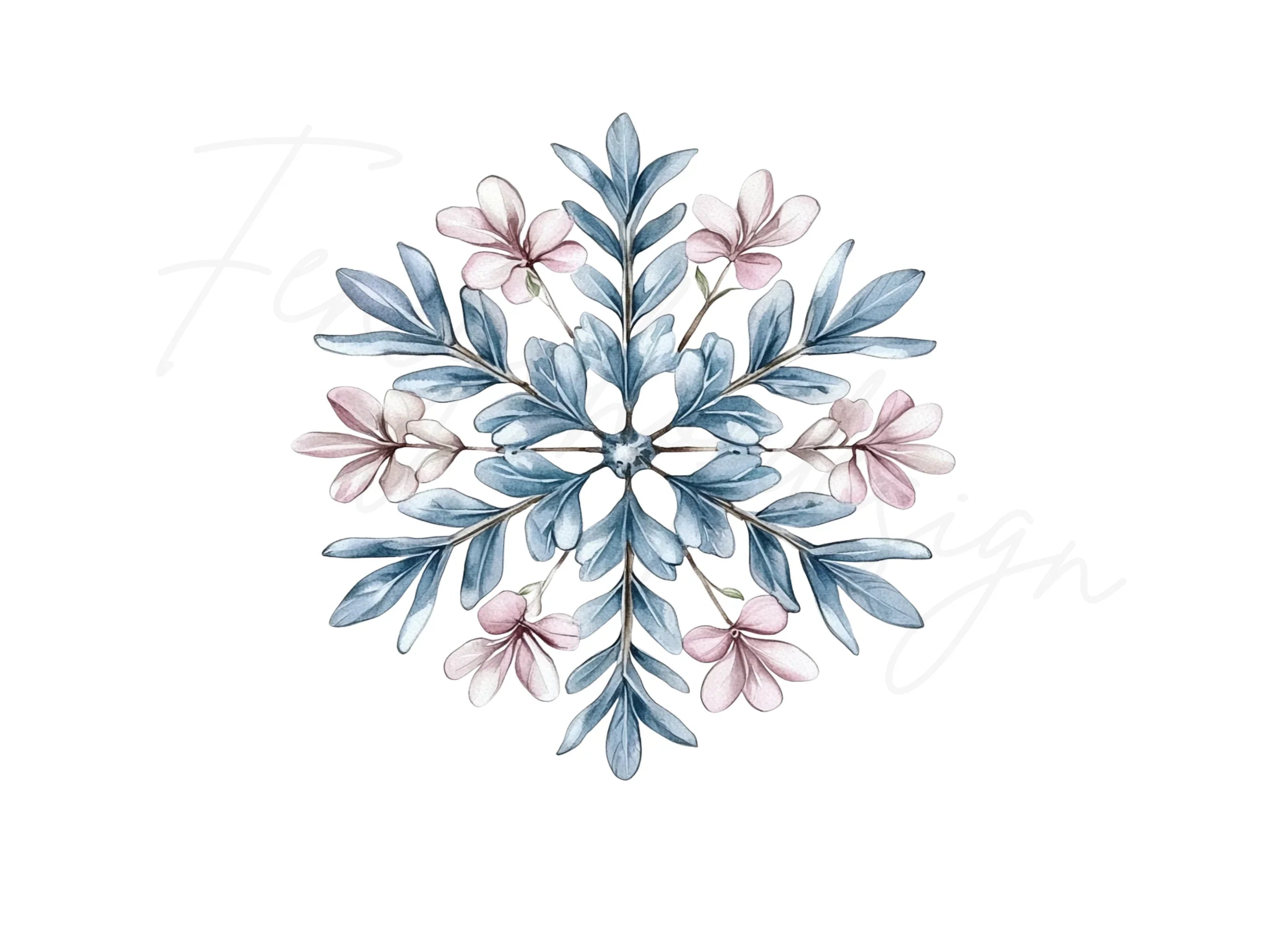 Snowflake Floral Clipart Bundle
