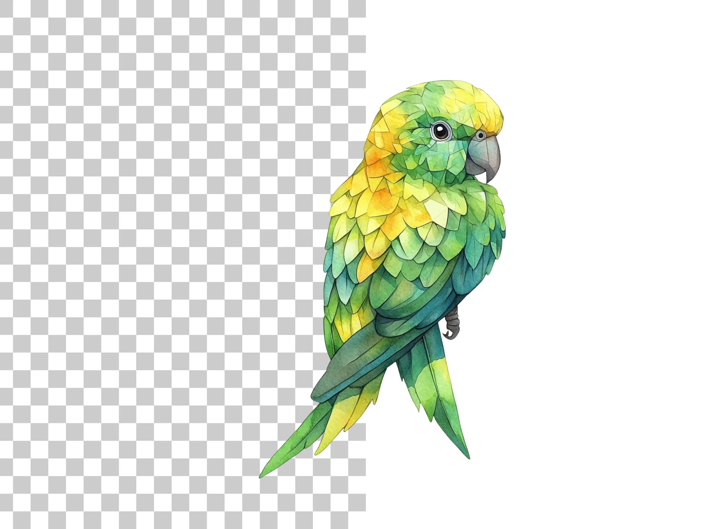 Green and Yellow Parrot Clipart Bundle