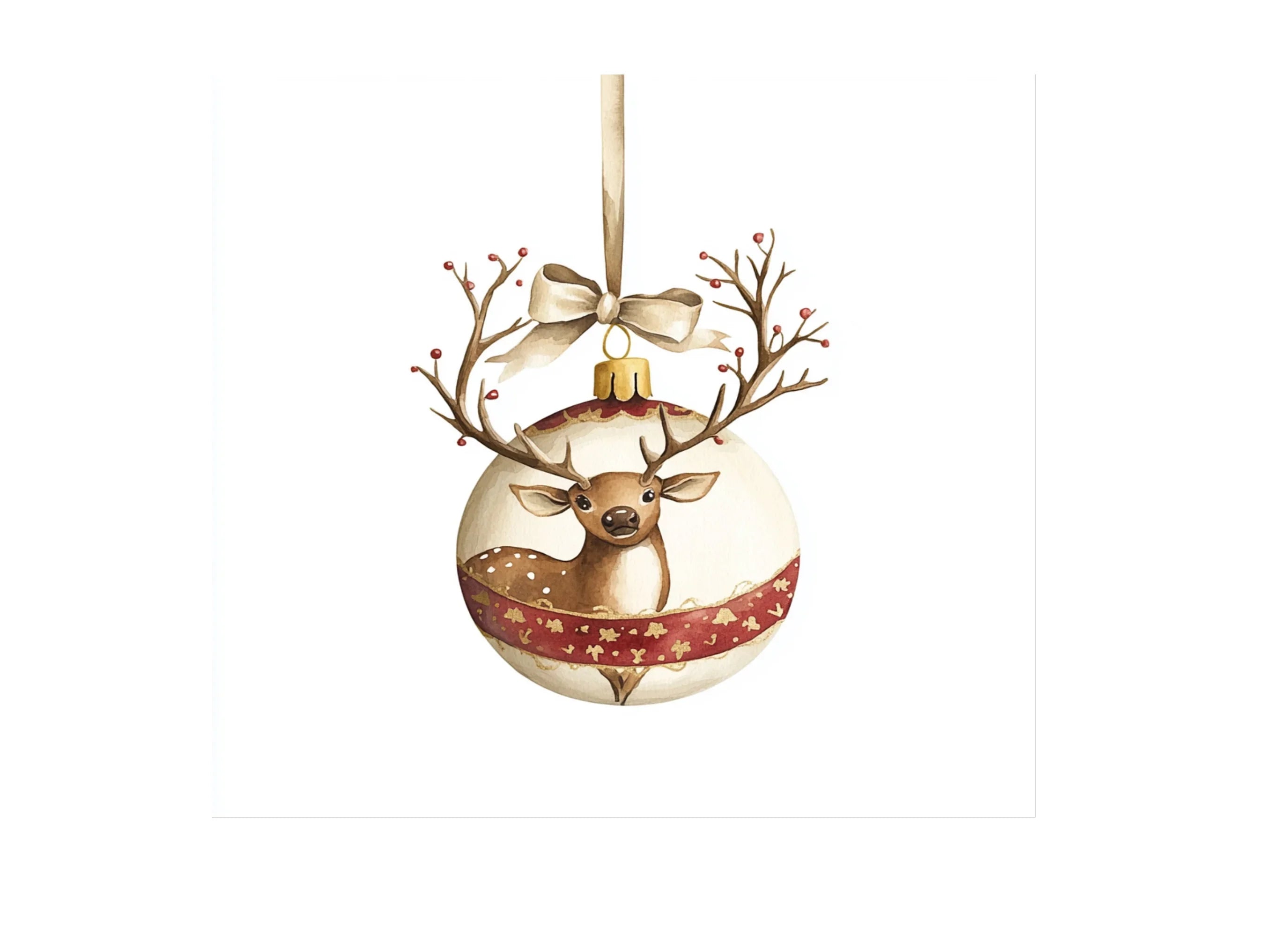 Christmas Reindeer Ornaments Clipart Bundle