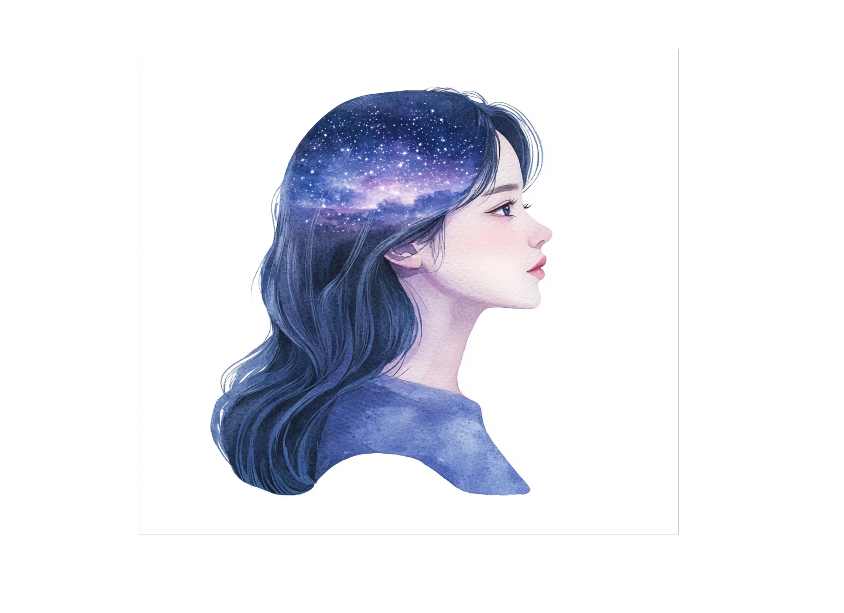 Dreamy Galaxy Hair Girl Clipart Bundle