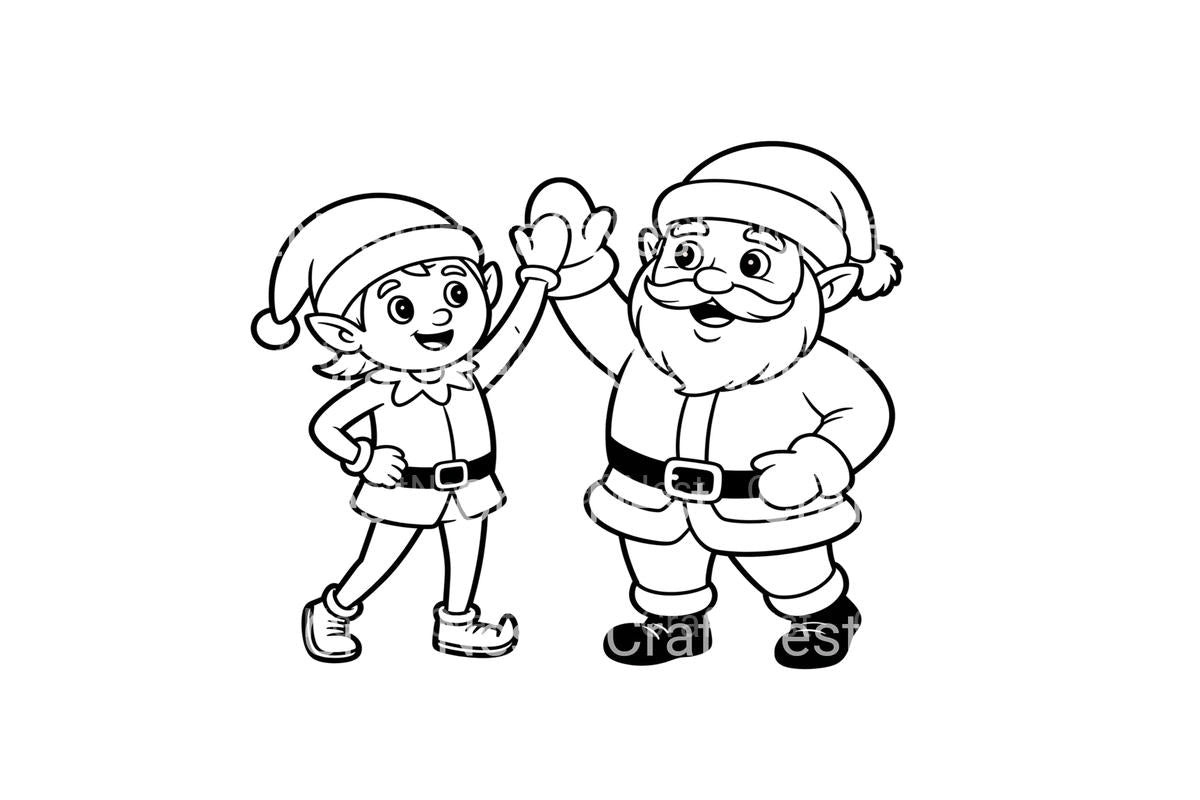Santa and Elf High Five Coloring Books