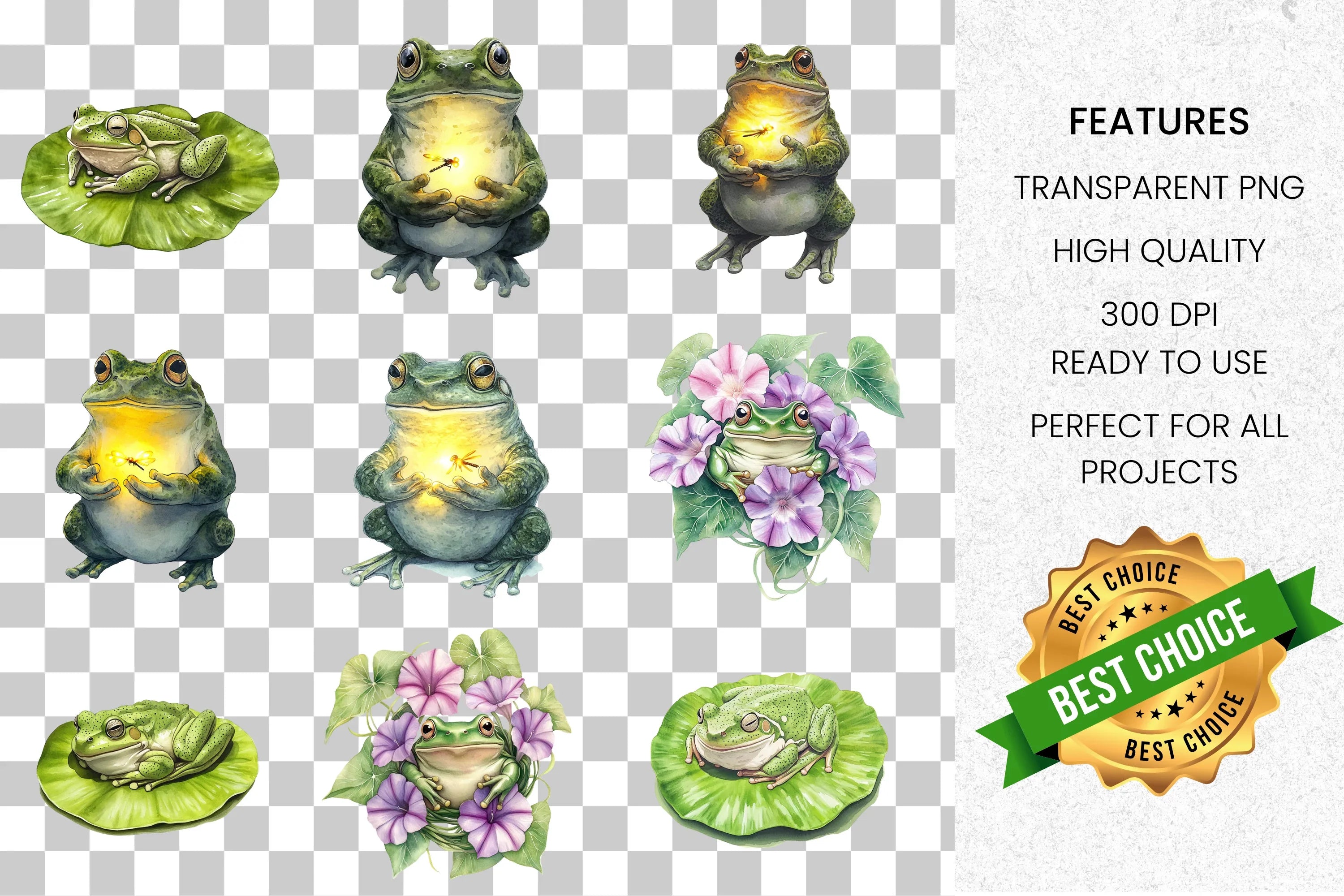Whimsical Frog Clipart Bundle