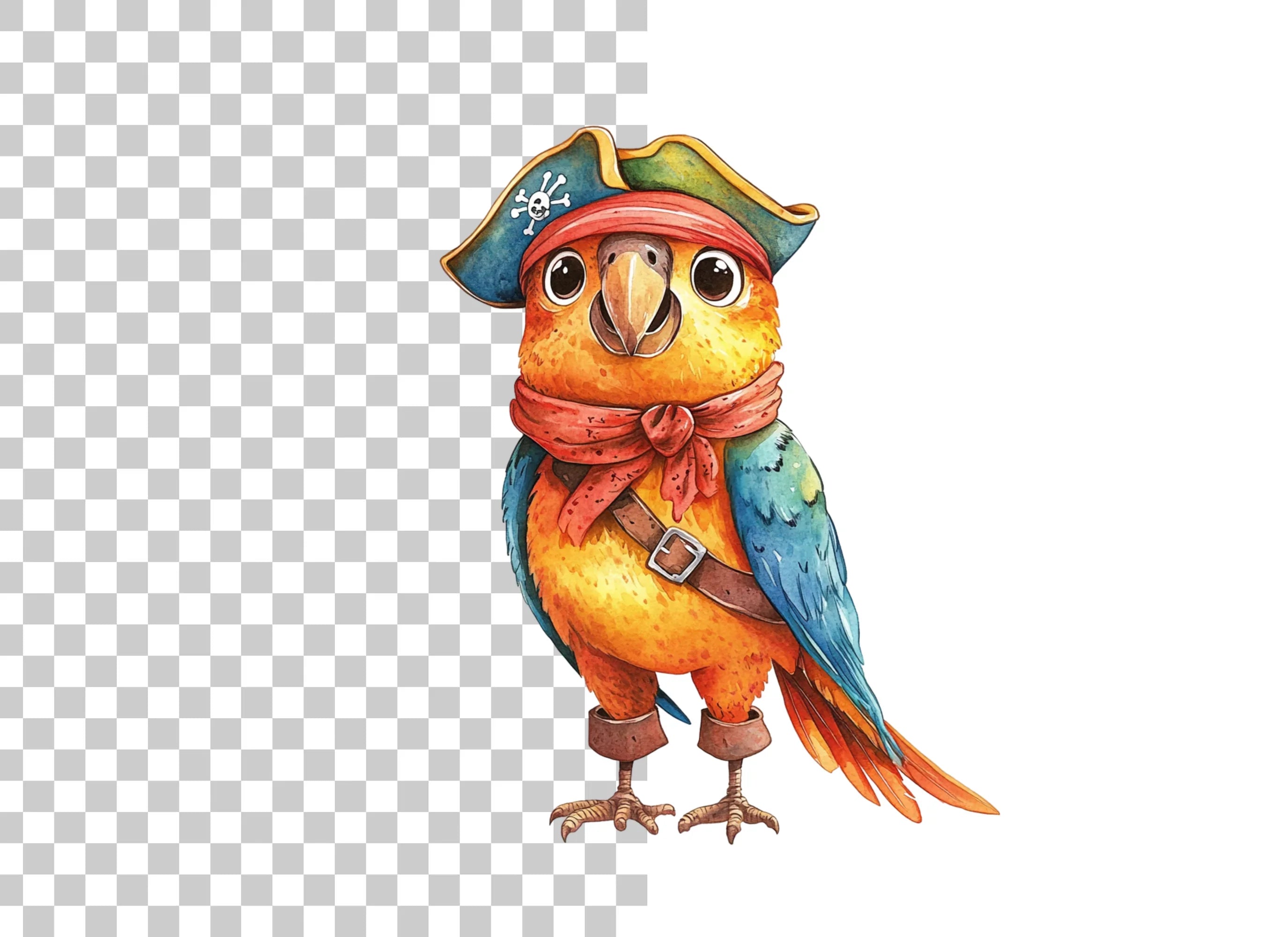 Cute Pirate Parrot Illustration Clipart Bundle