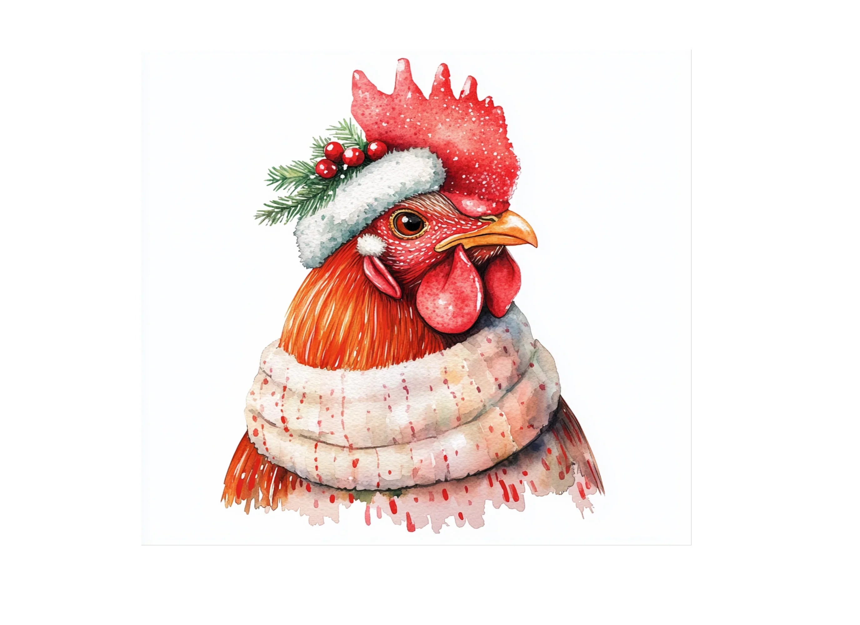 Charming Christmas Chicken Head Clipart Bundle