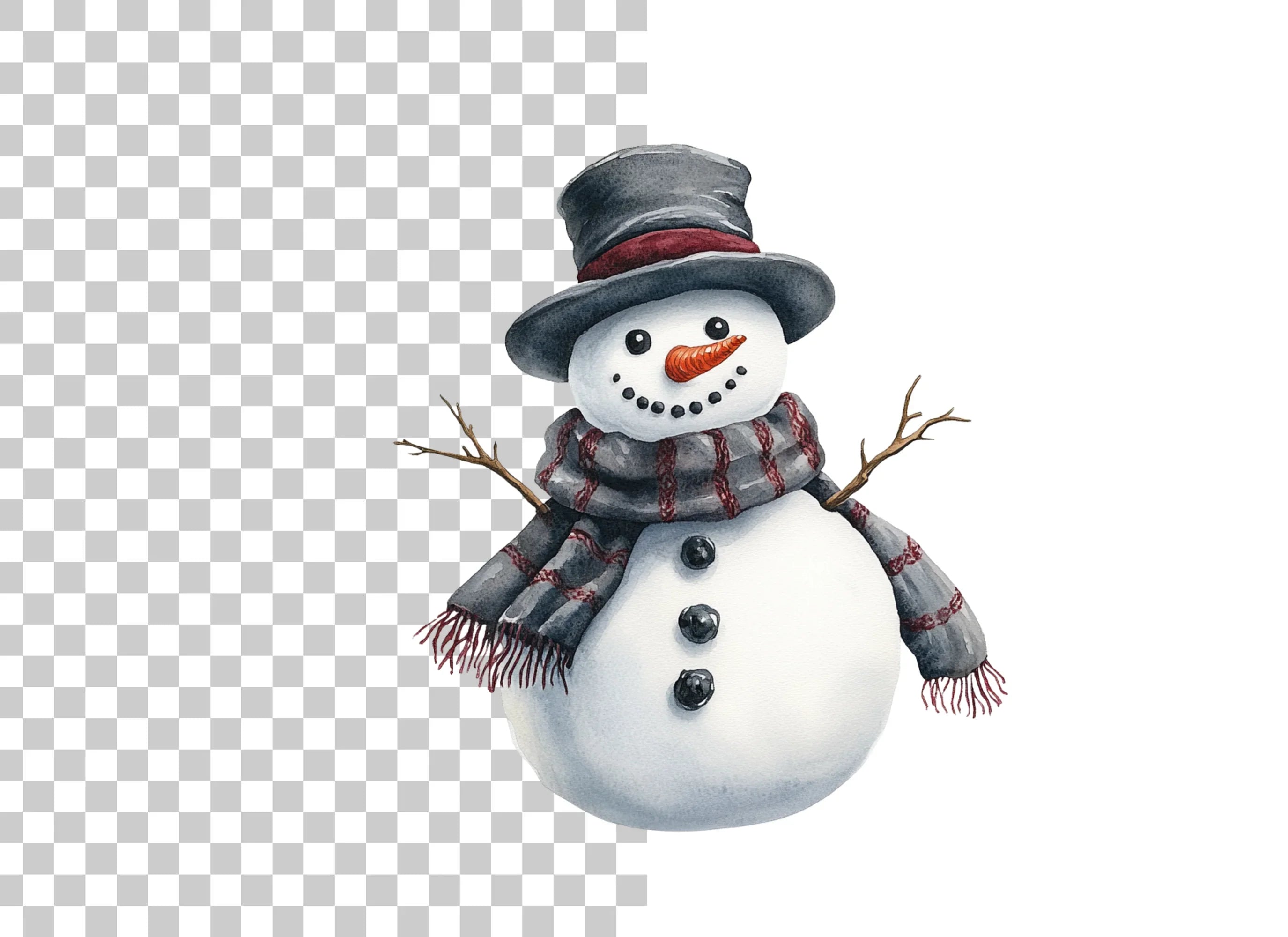 Festive Snowmen with Plaid Accessories Clipart Bundle