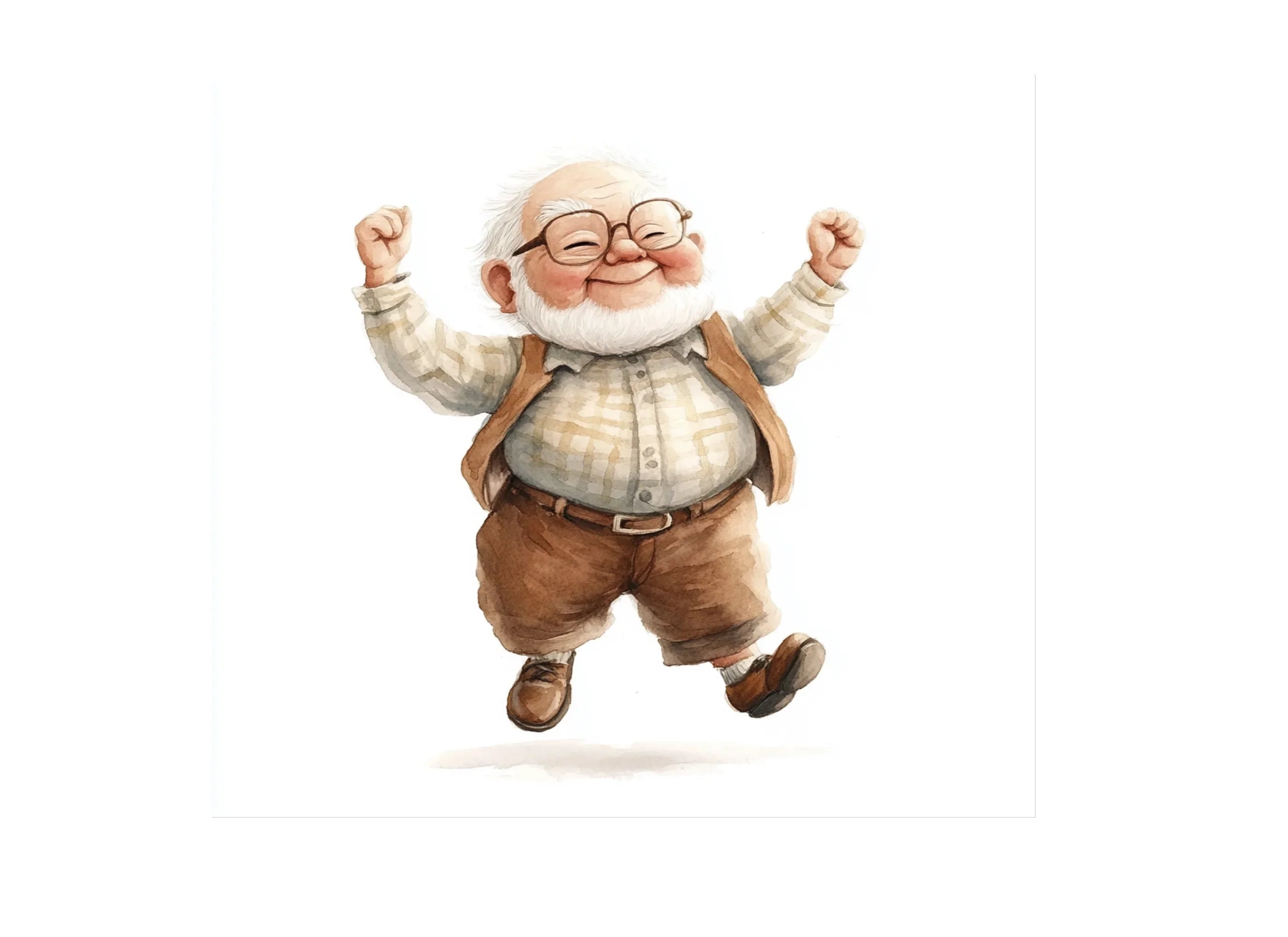 Happy Elderly Men Dancing Clipart Bundle