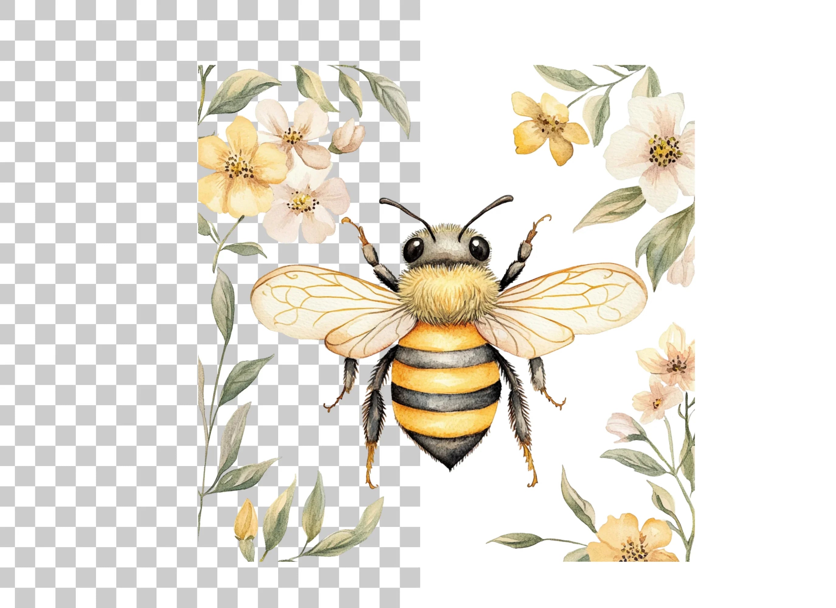 Honey Bee Floral Frames Clipart Bundle