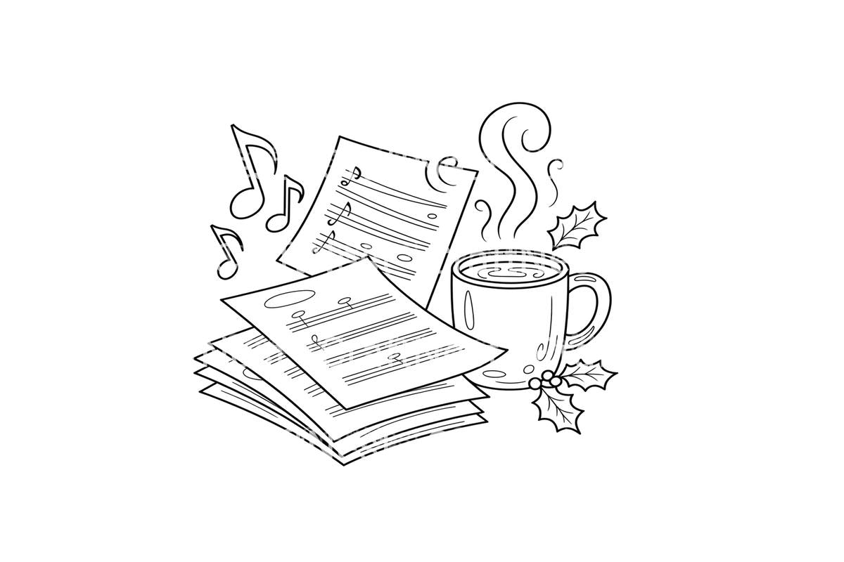 Hot Cocoa Music Notes Coloring Books