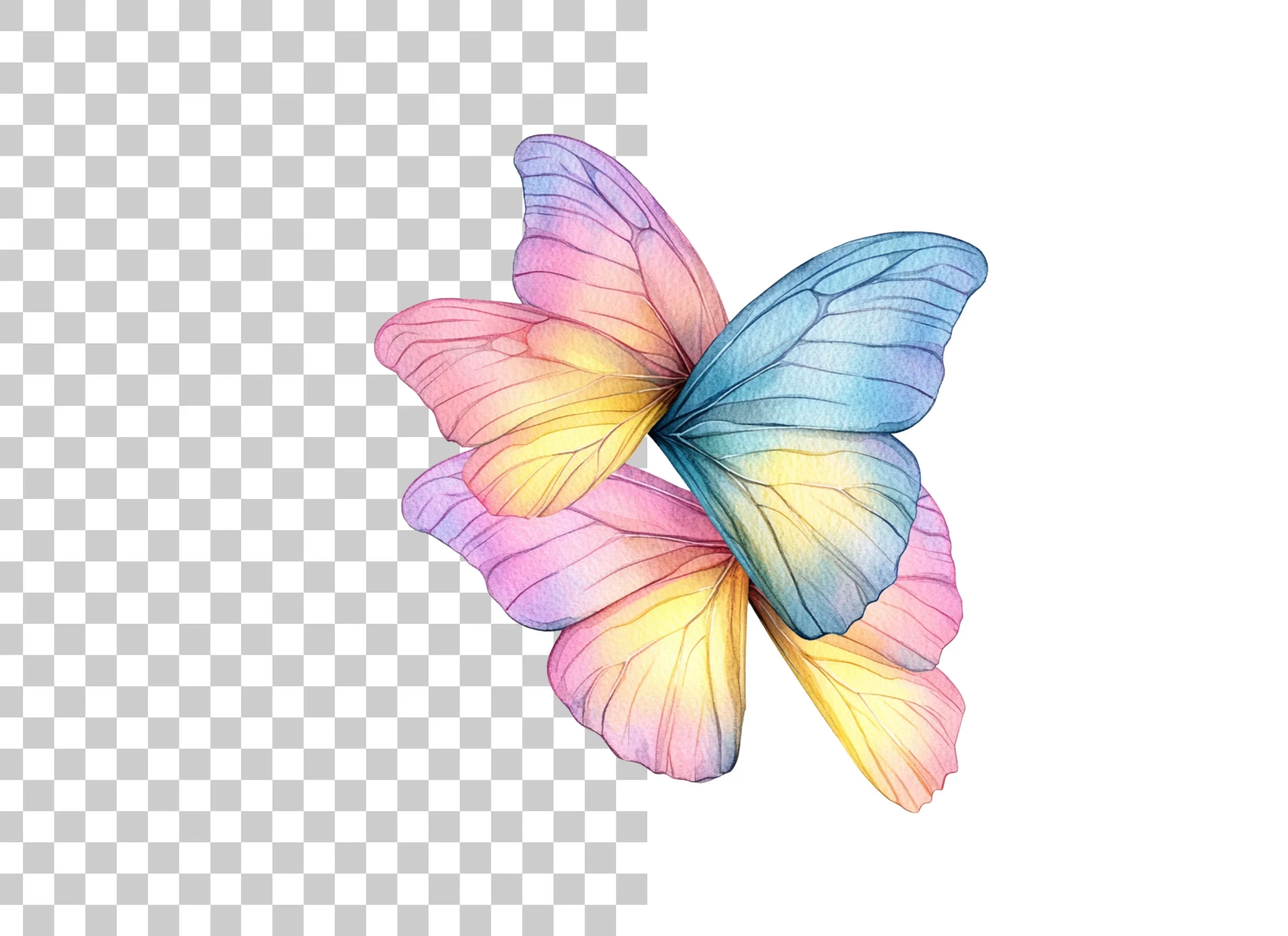 Pastel Butterfly Wings Clipart Bundle