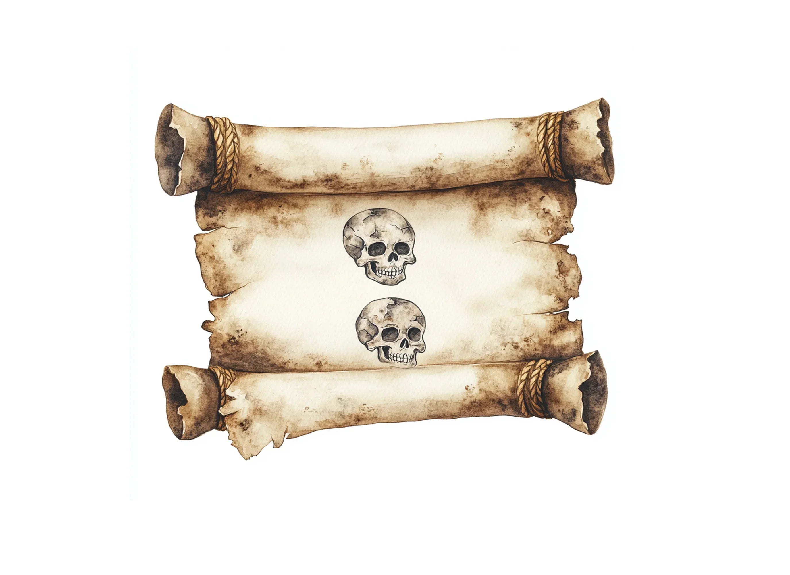 Vintage Skull Scroll Clipart Bundle