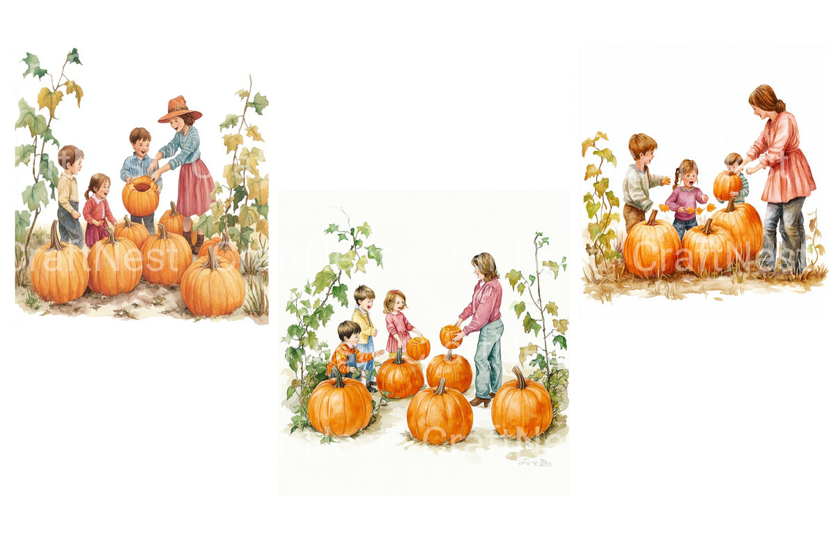 Kids Pumpkin Patch Fun Clipart Bundle
