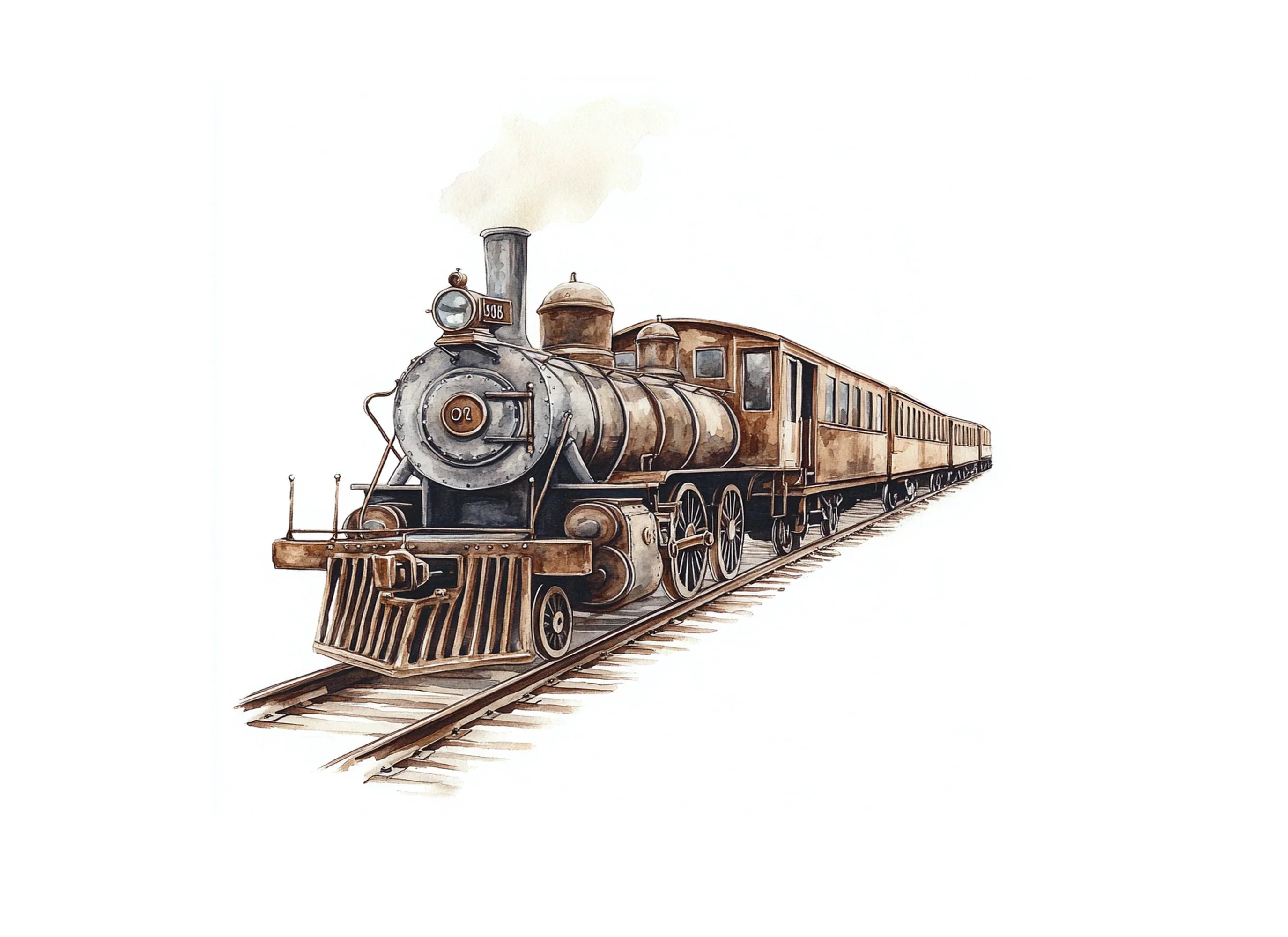Vintage Steam Train Clipart Bundle