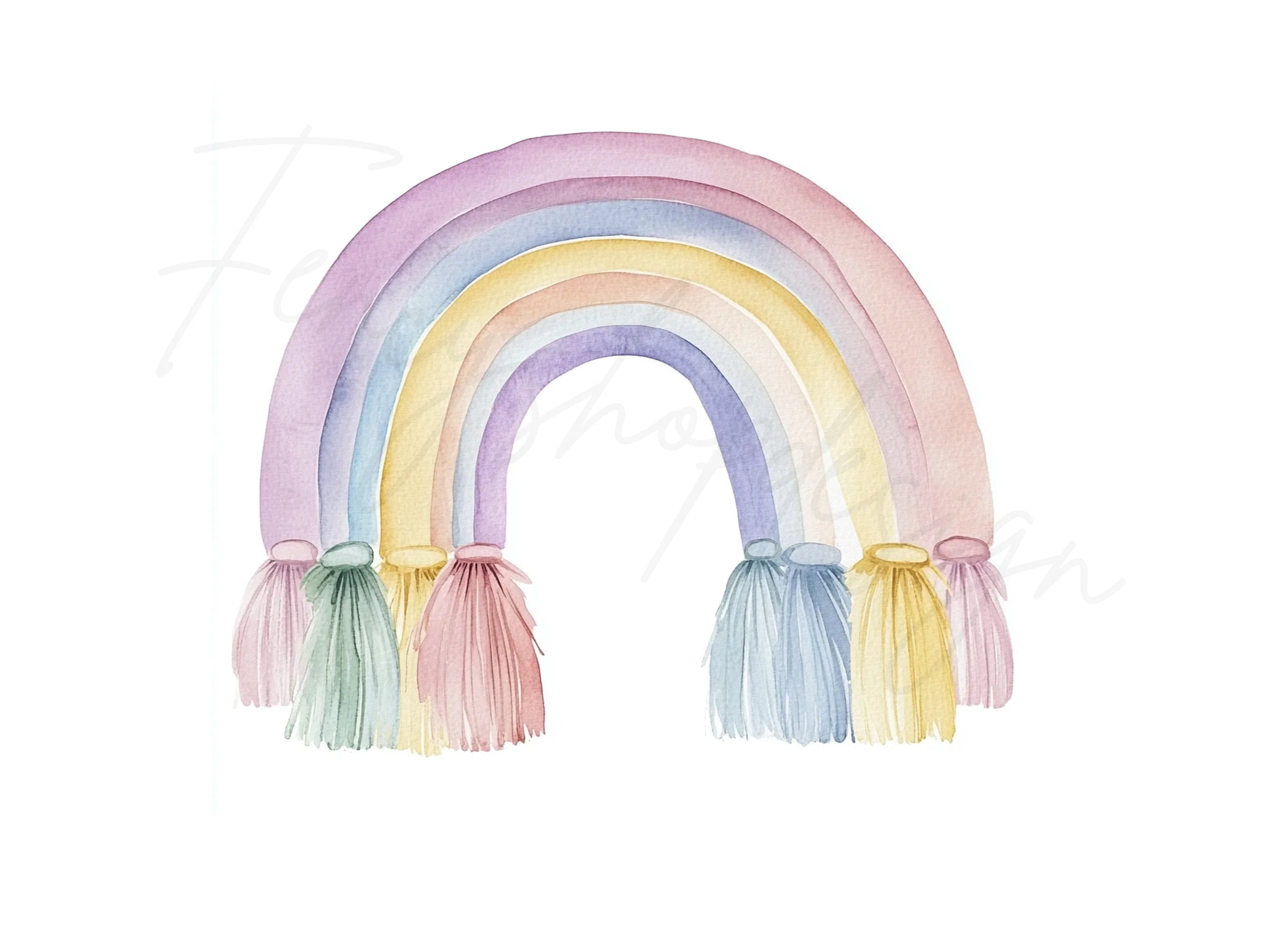 Pastel Rainbow Tassels Clipart Bundle