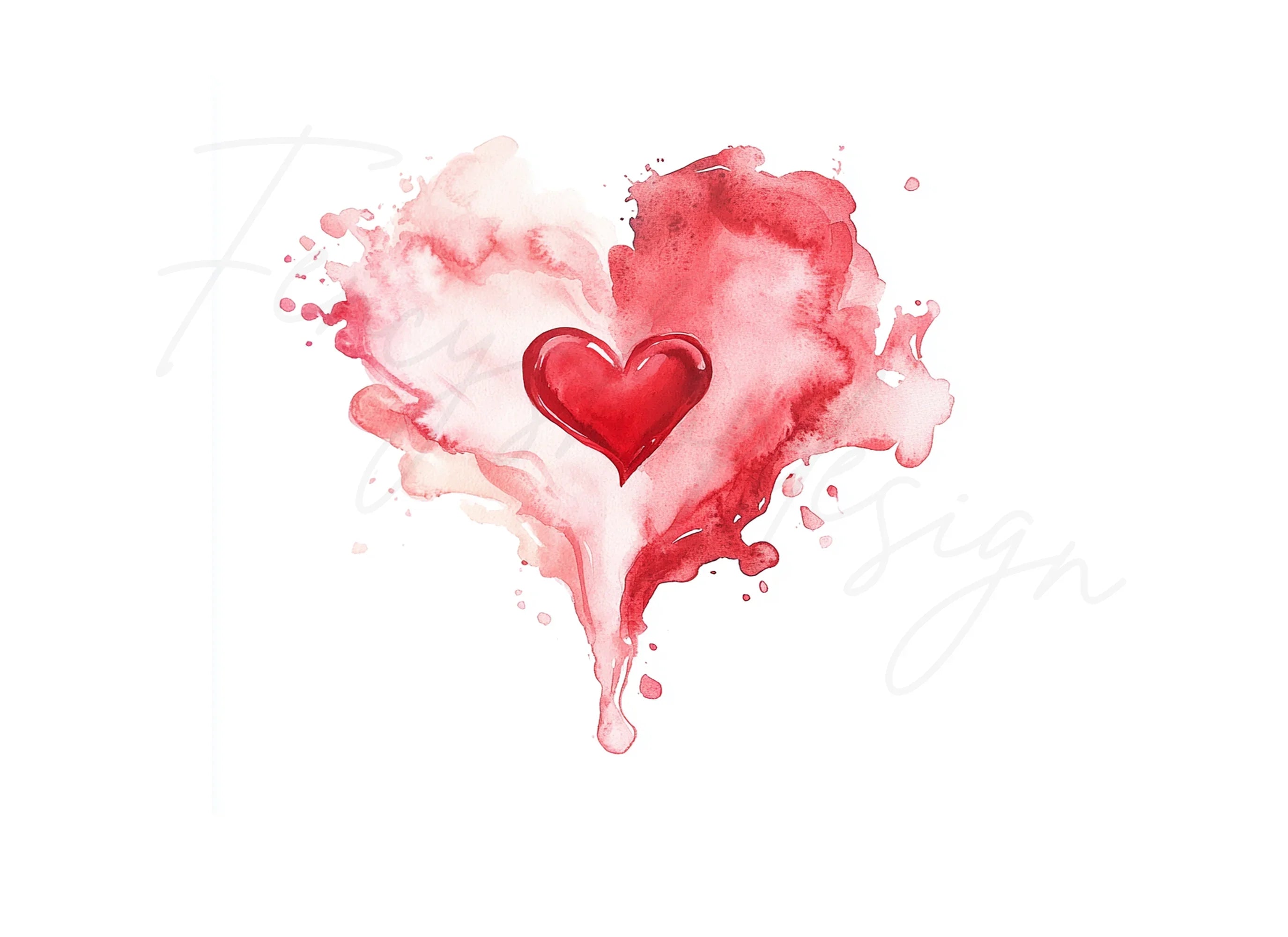 Abstract Heart Splash Clipart Bundle