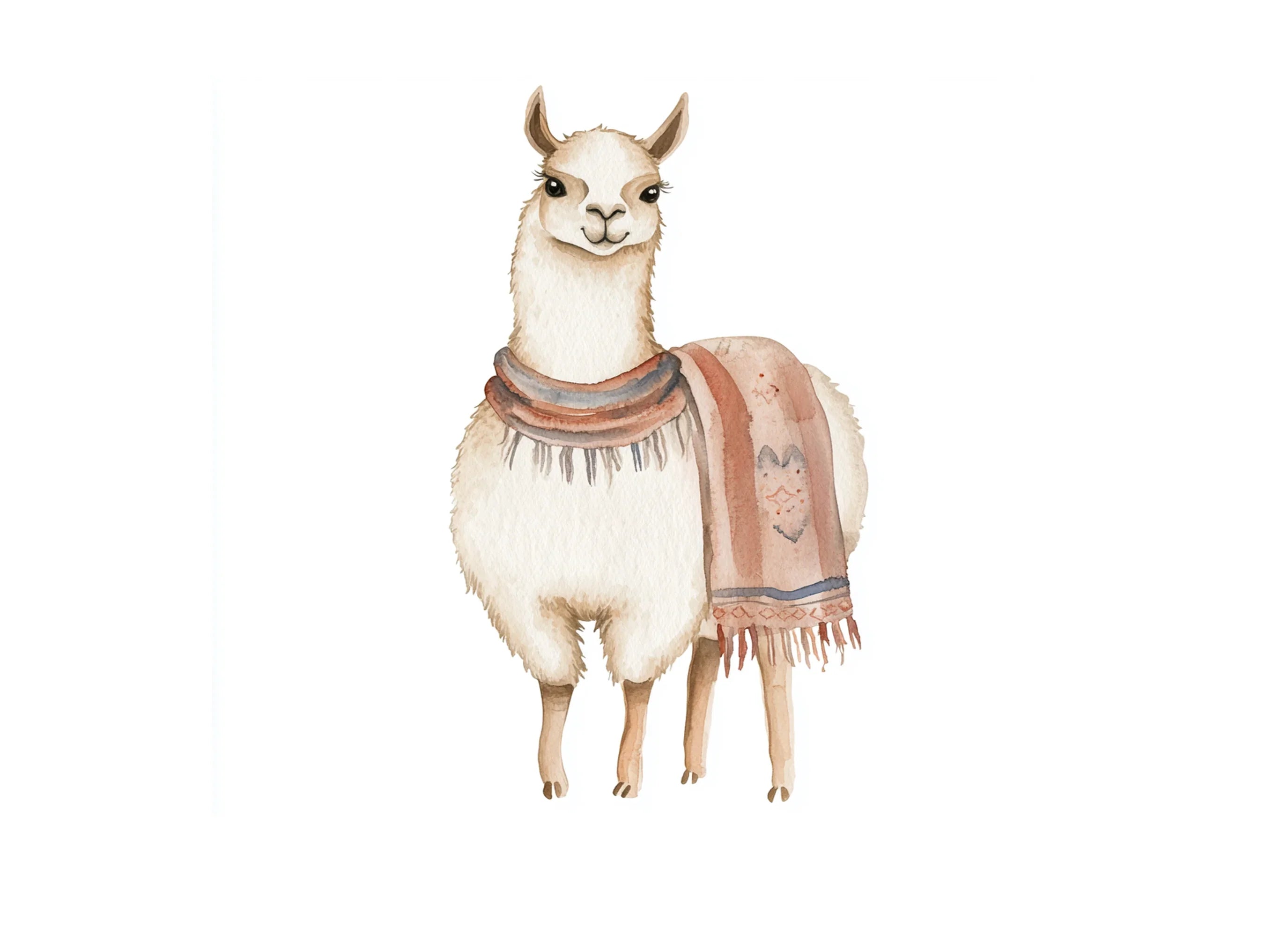 Cute Llama with Scarf Clipart Bundle