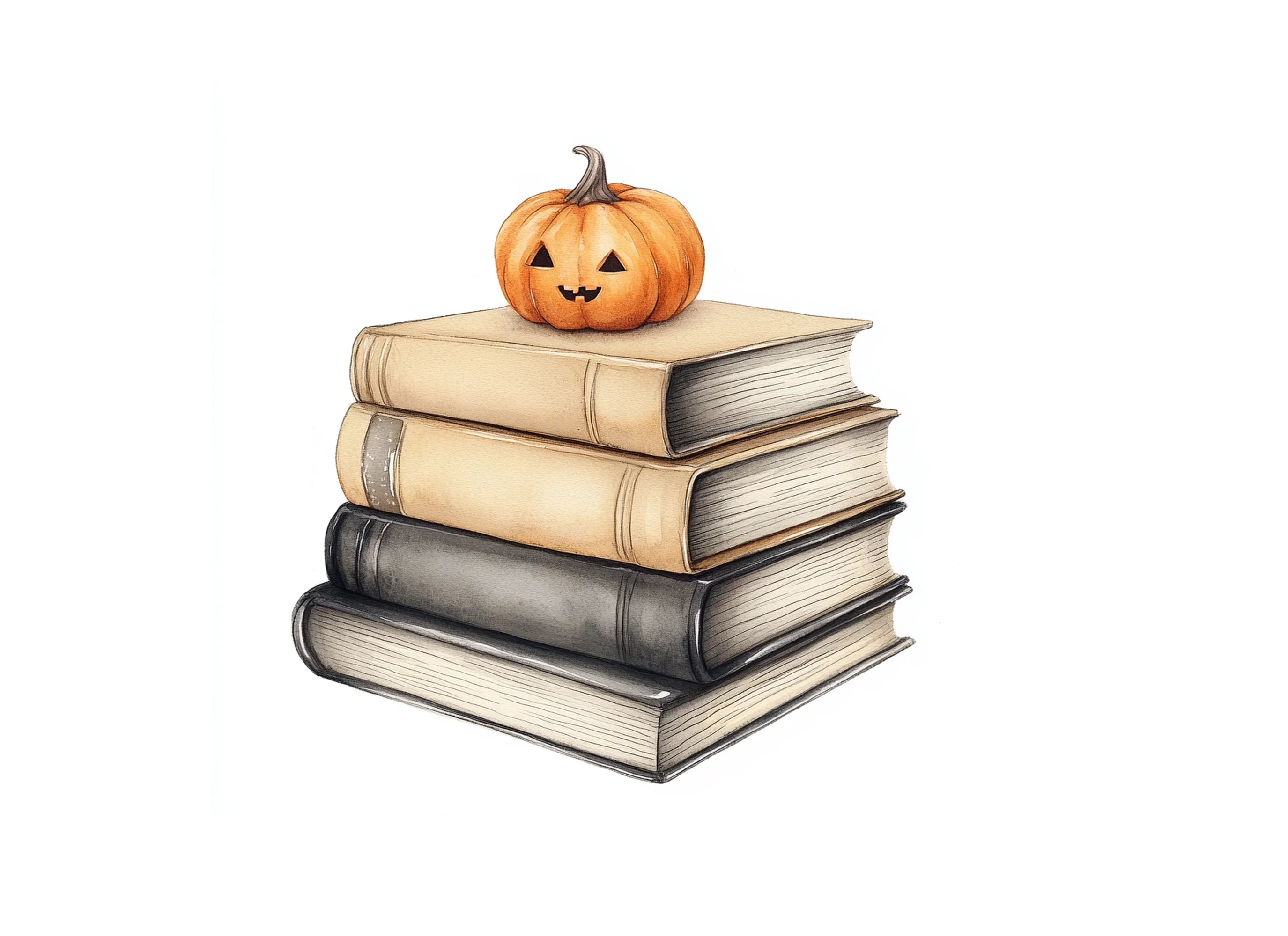 Autumn Pumpkin Book Stack Clipart Bundle