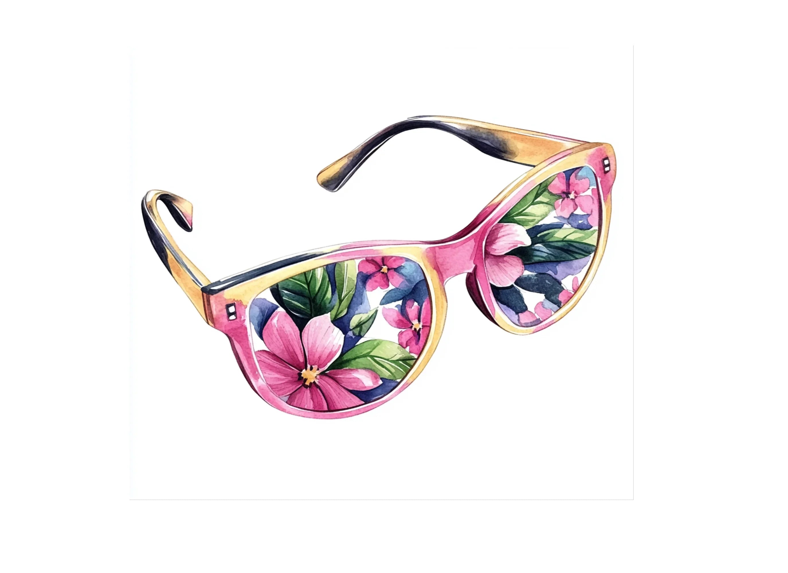 Floral Reflection Sunglasses Clipart Bundle