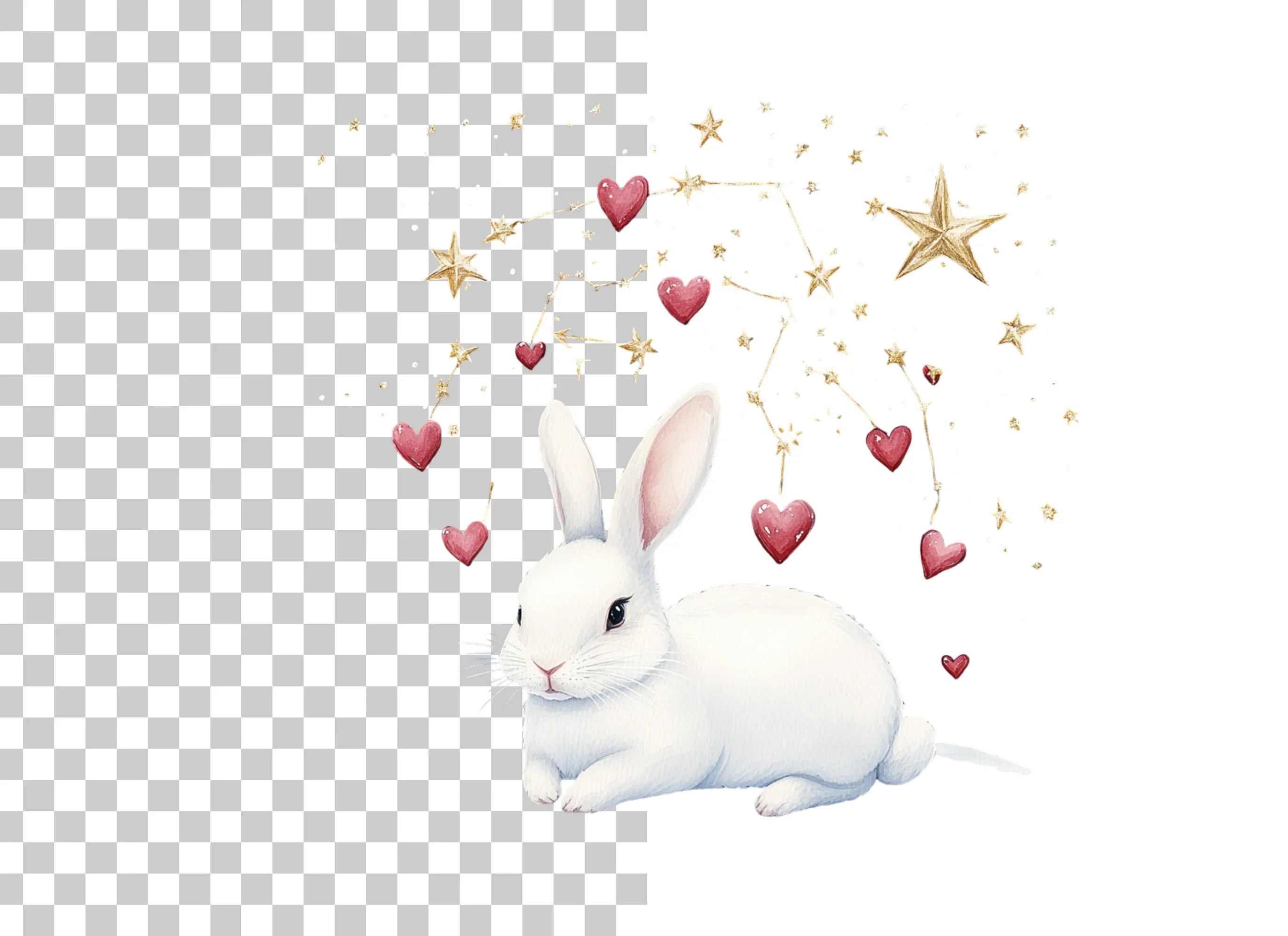 Cute Bunny with Star and Heart Clipart Bundle