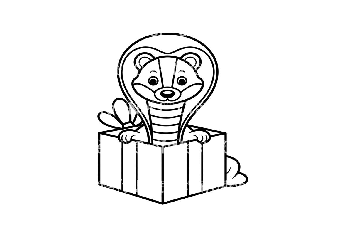 Cute Otter in Gift Box Coloring Books
