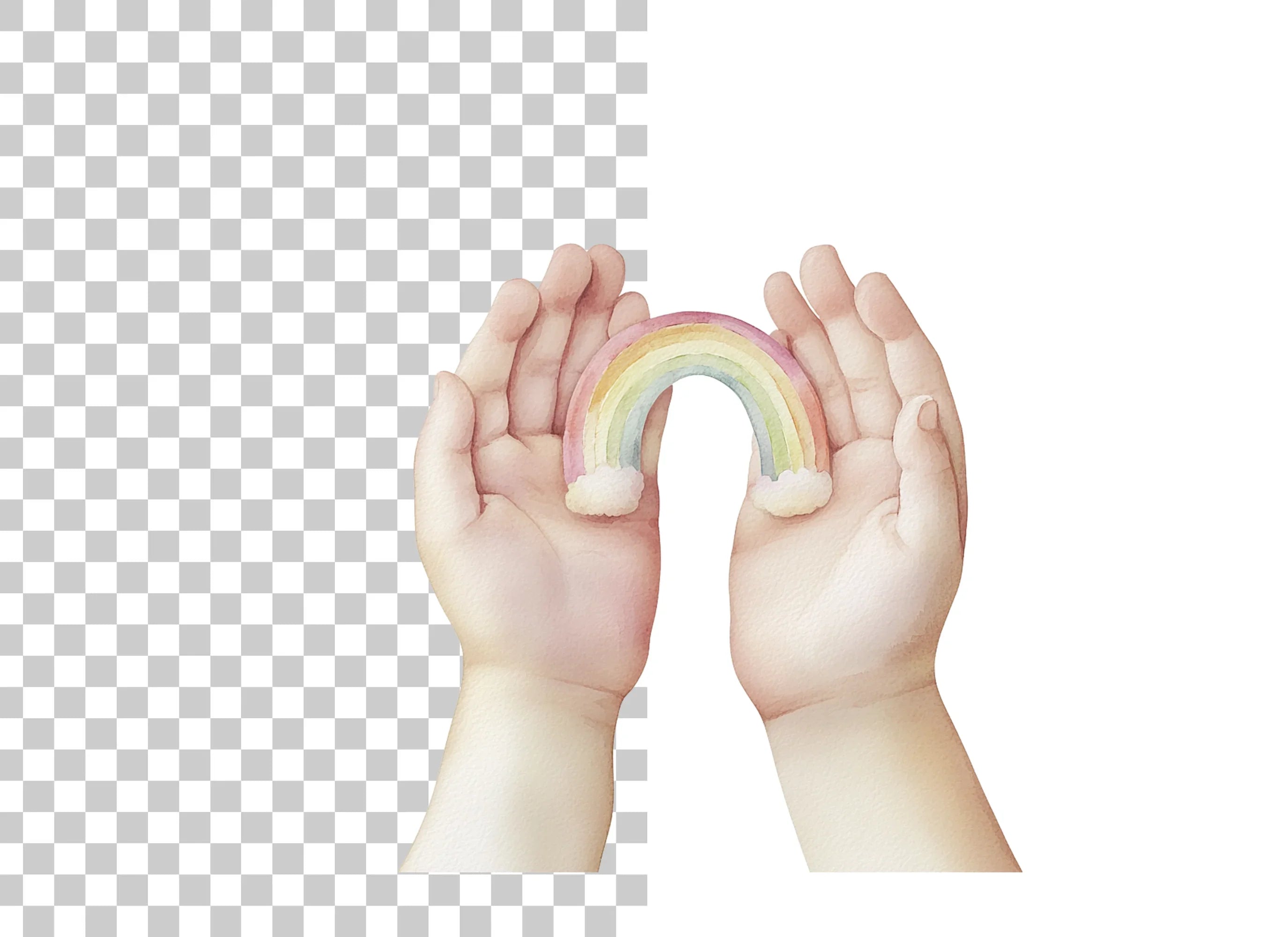 Hands Holding Rainbow Clipart Bundle