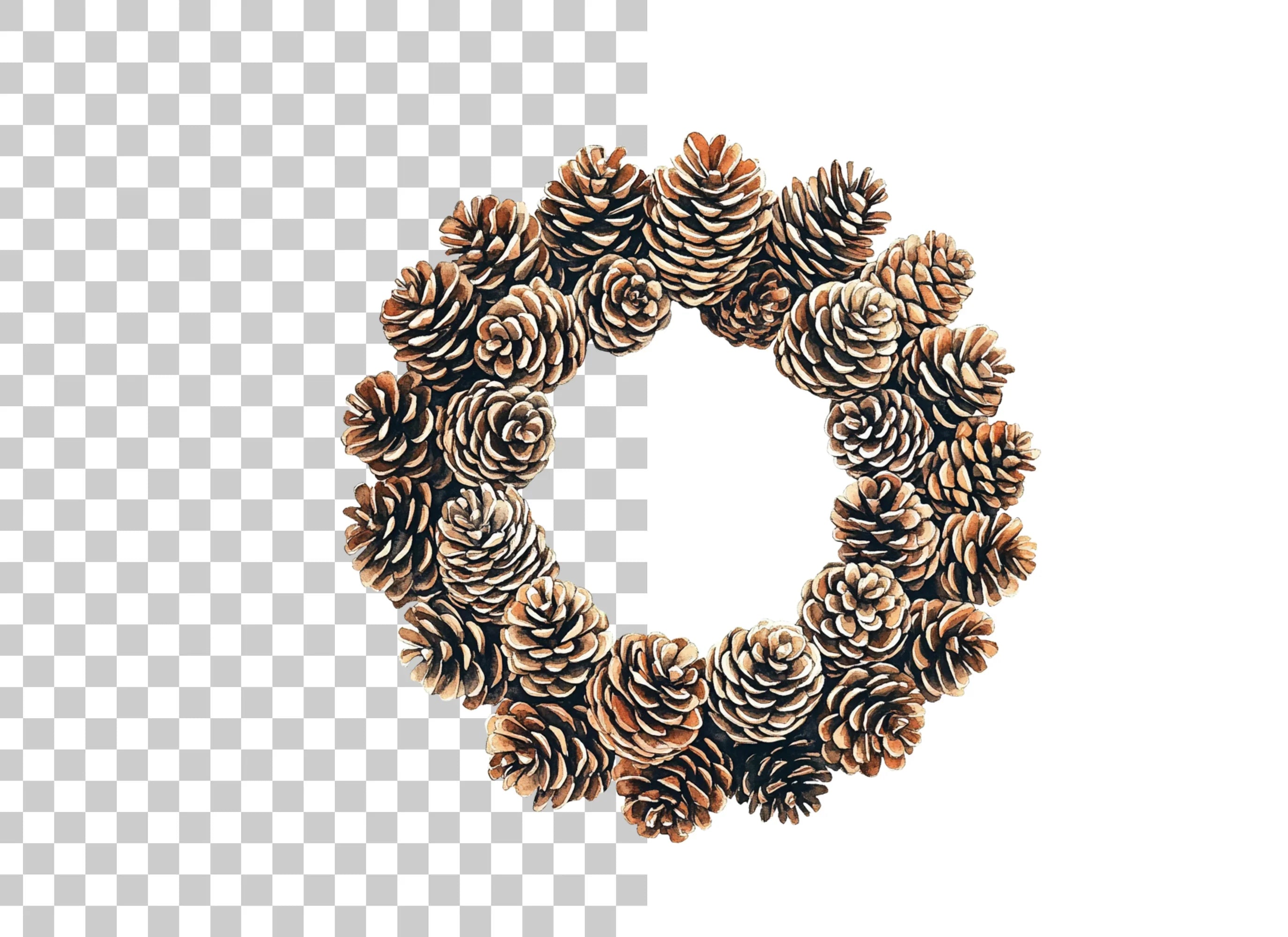 Pine Cone Wreath Clipart Bundle