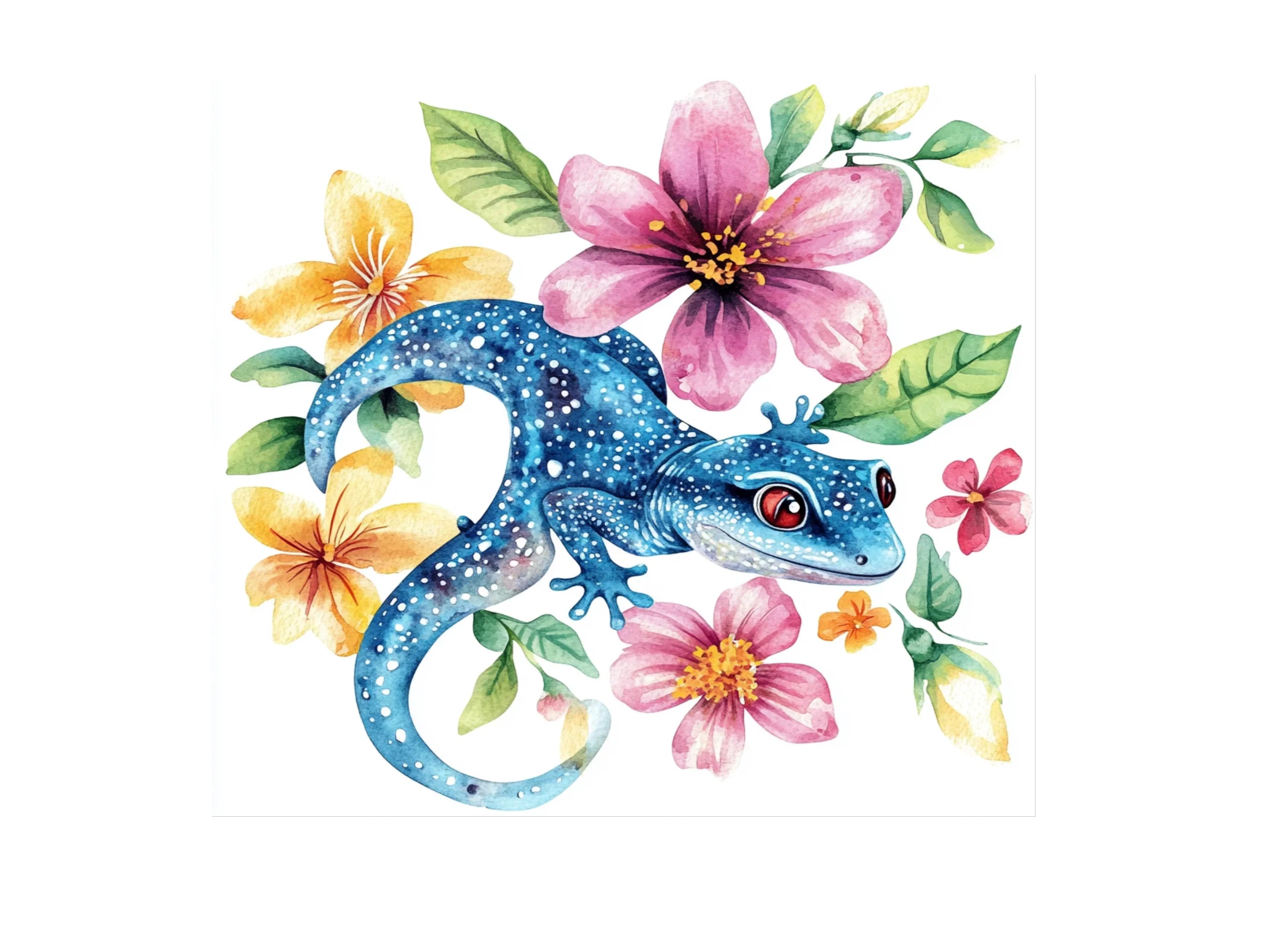 Floral Gecko Clipart Bundle