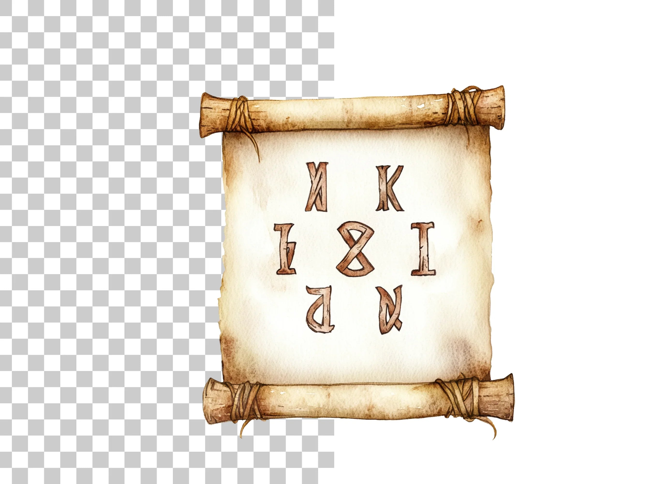 Mystical Rune Alphabet Scroll Clipart Bundle