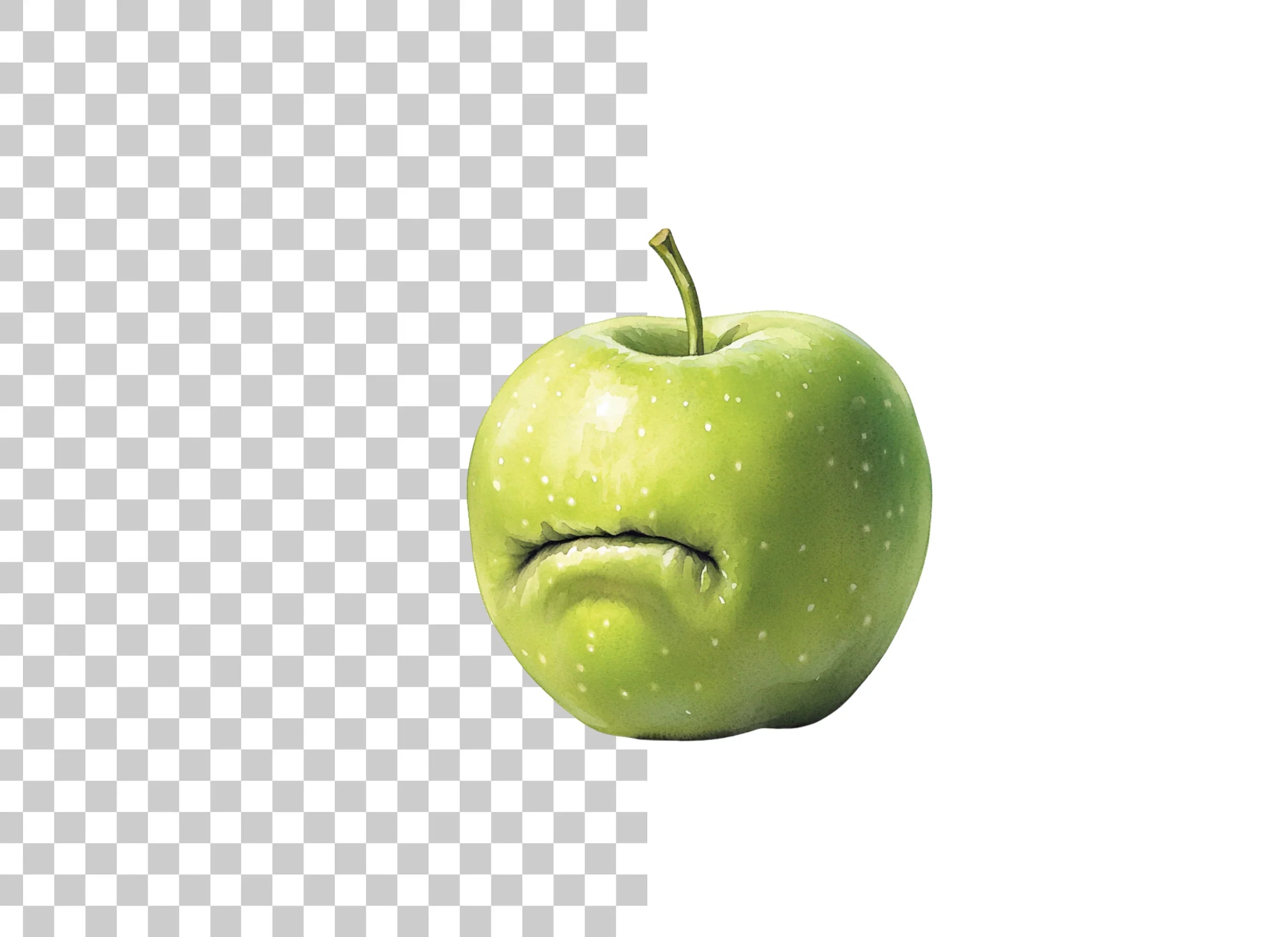 Sad Green Apple Clipart Bundle