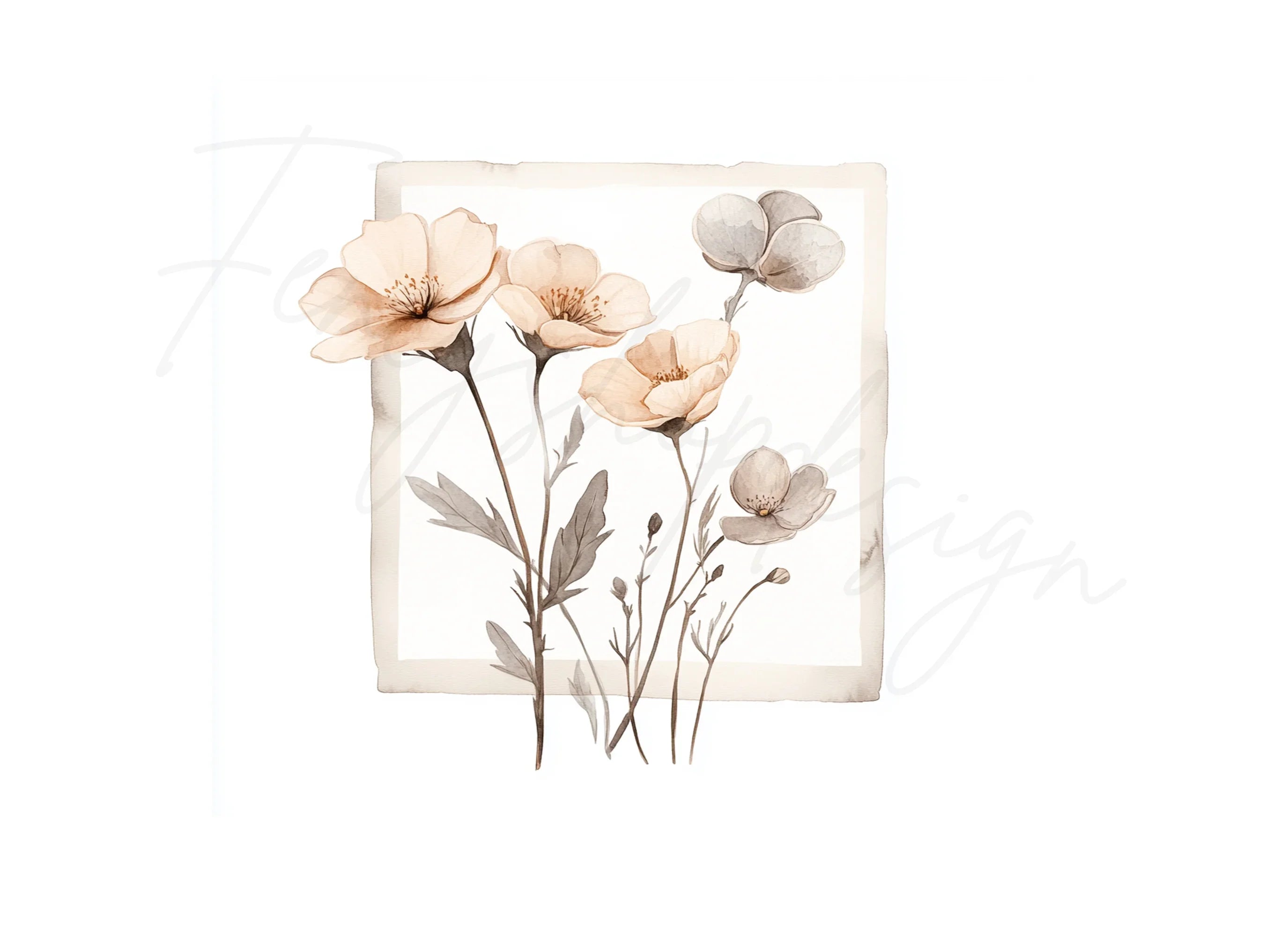 Delicate Flowers Frames Clipart Bundle