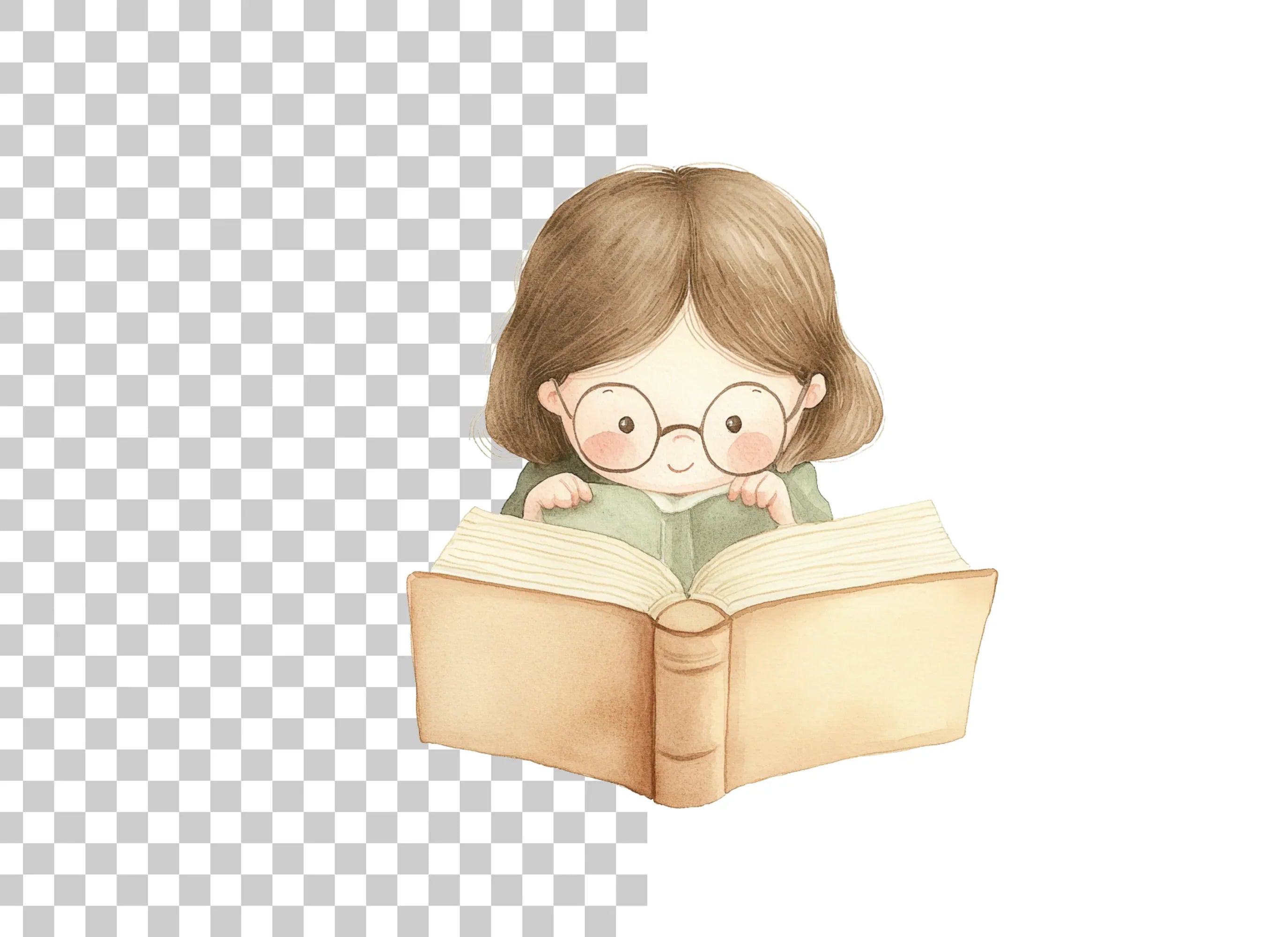 Cute Girl Reading Book Clipart Bundle