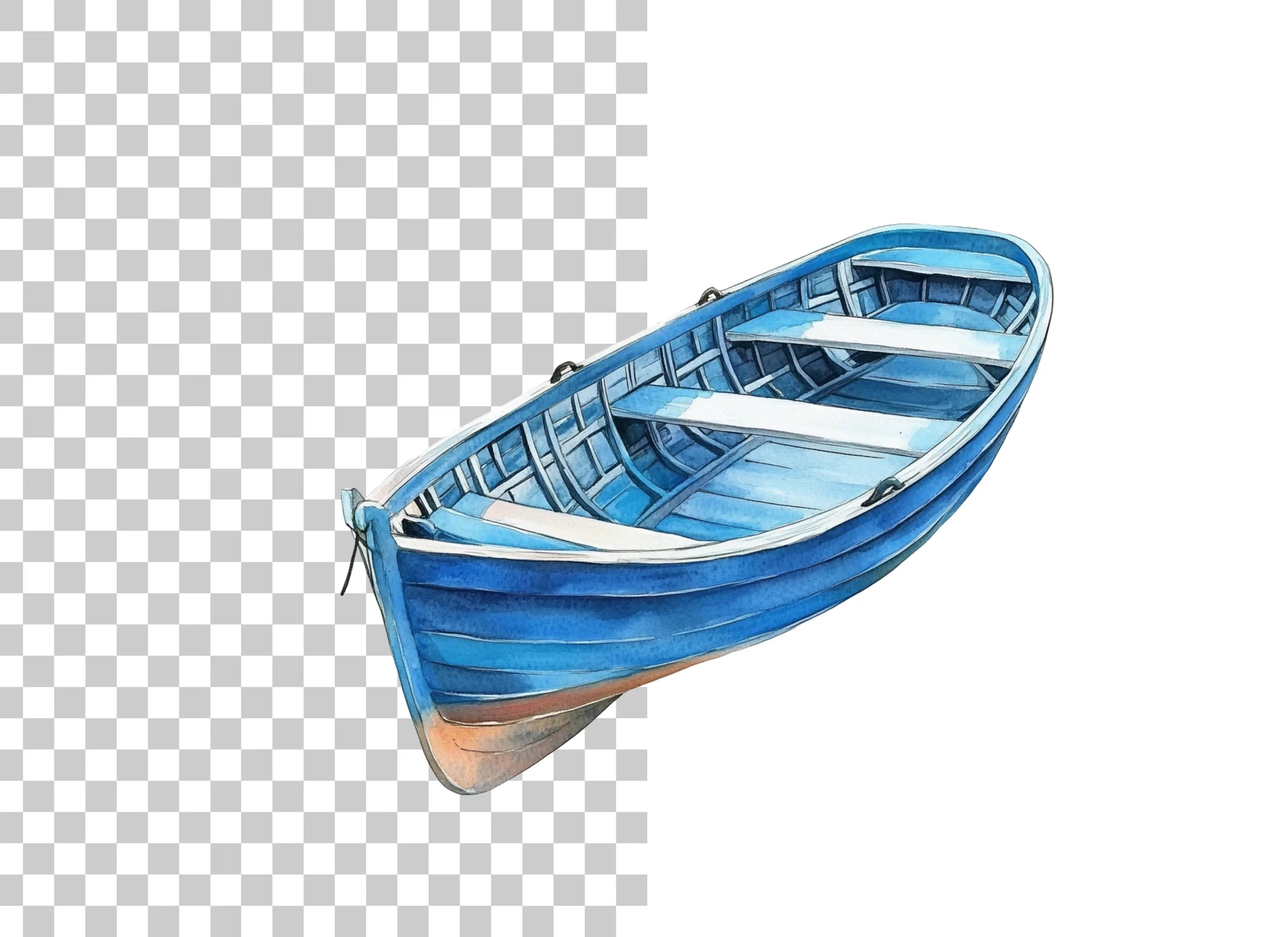 Blue Rowboat Clipart Bundle