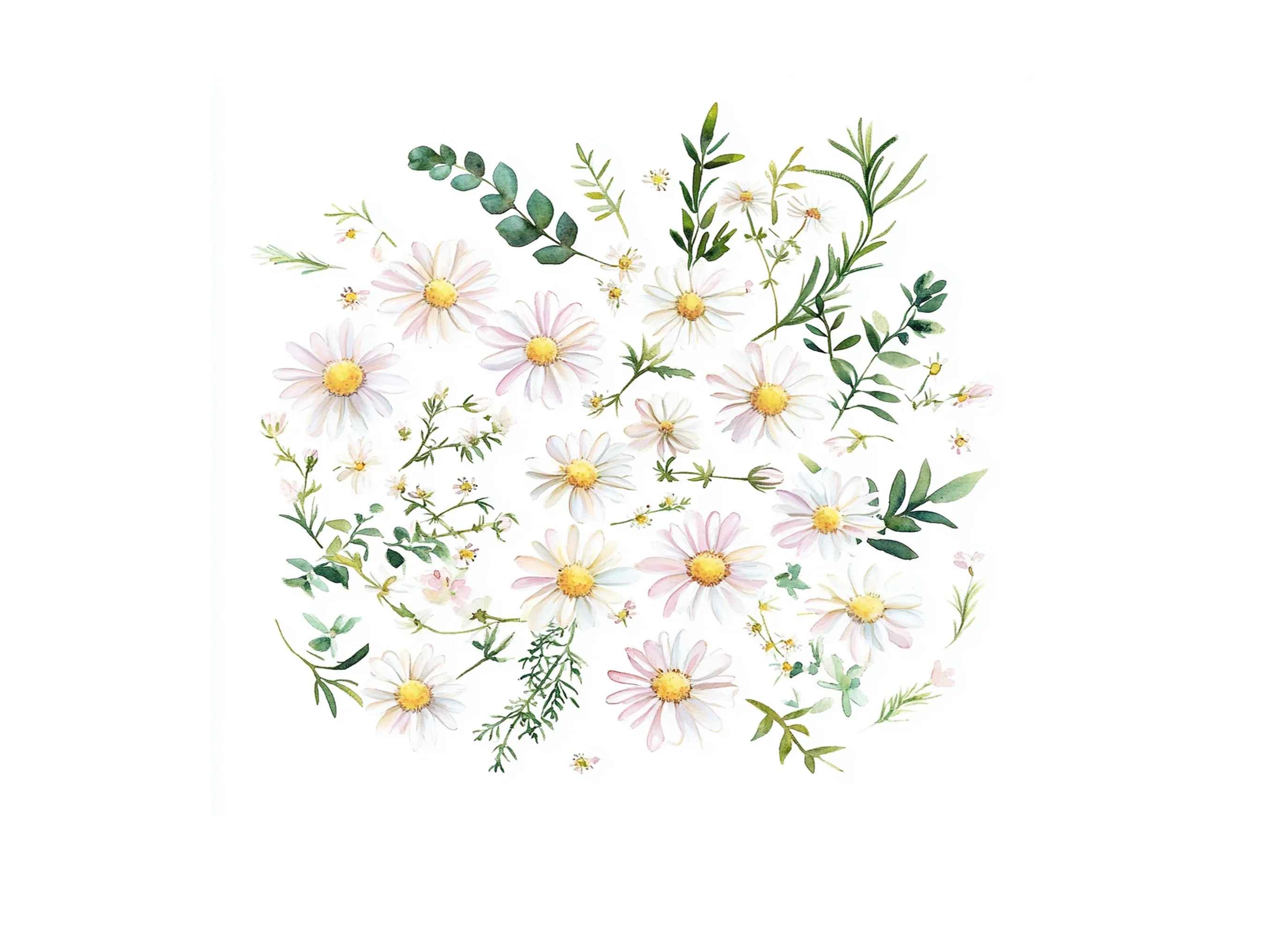 Daisy and Greenery Clipart Bundle