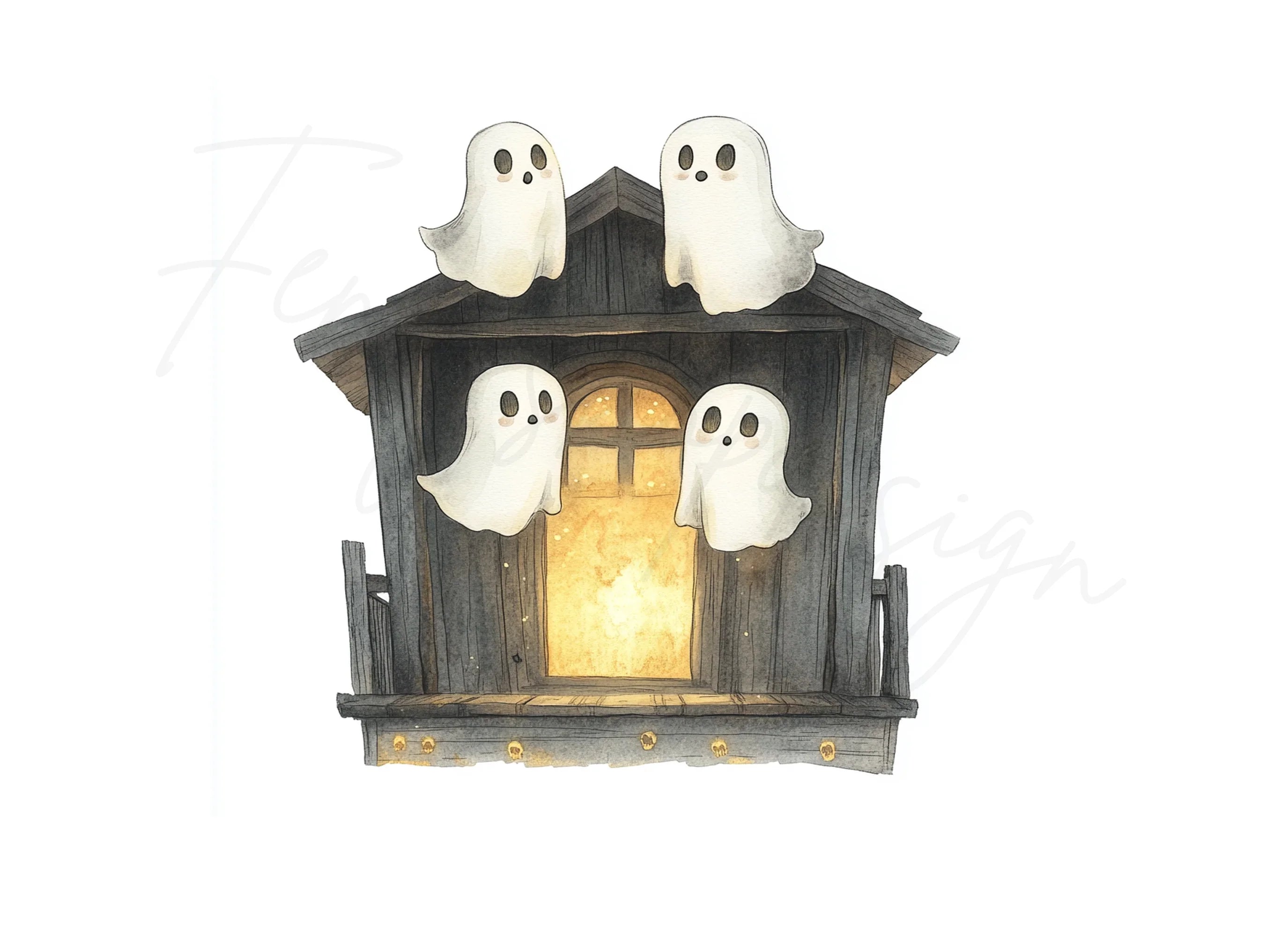 Spooky Ghost Houses Clipart Bundle
