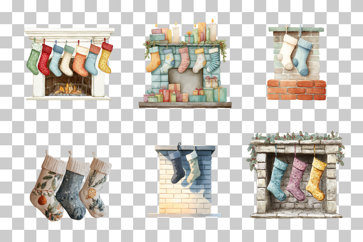 Slock & Fireplace Clipart Bundle