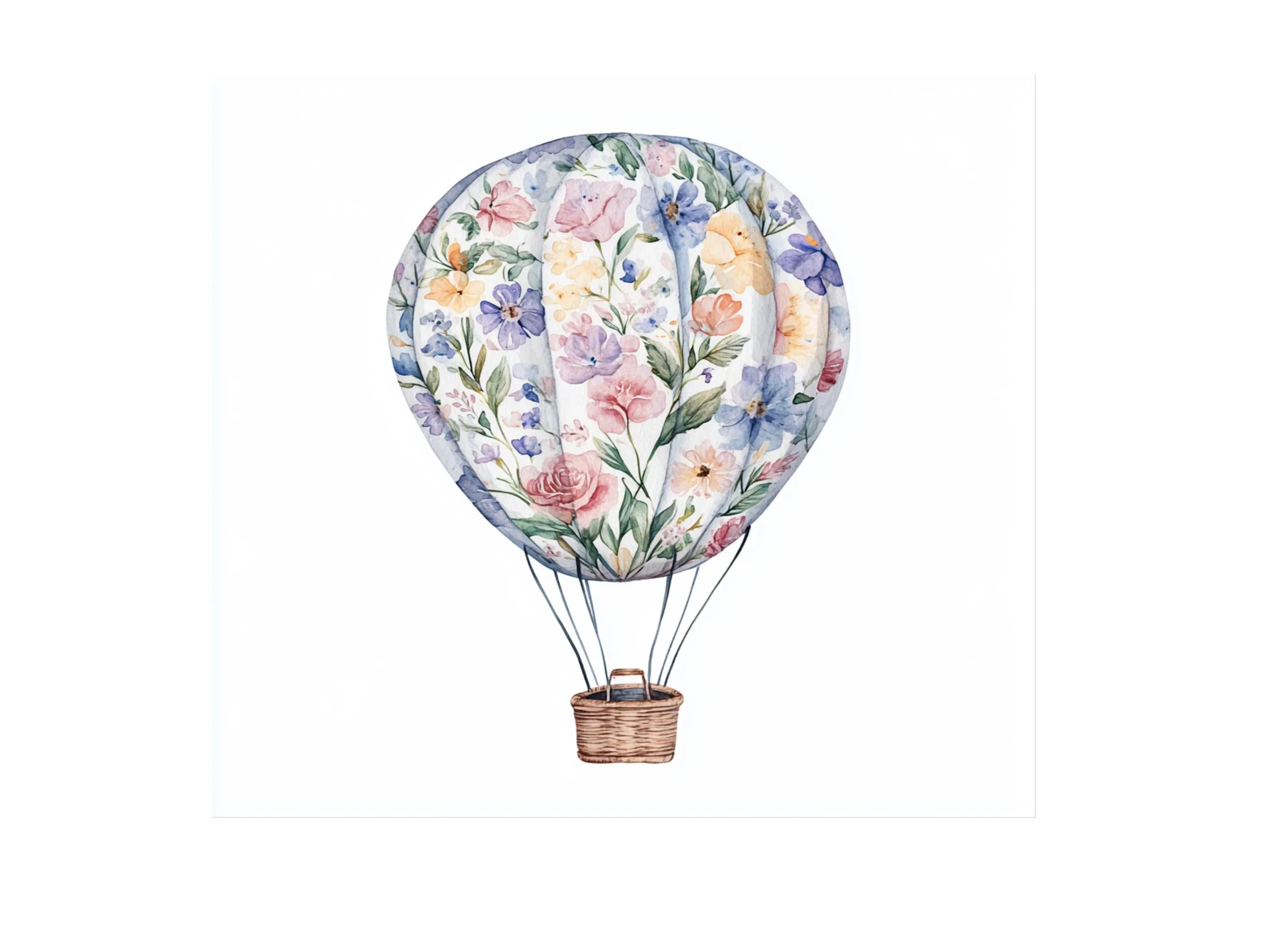 Floral Hot Air Balloon Clipart Bundle