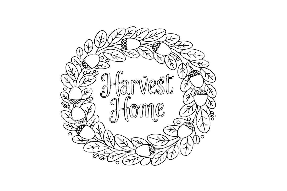 Acorn Wreath Harvest Home Coloring Books