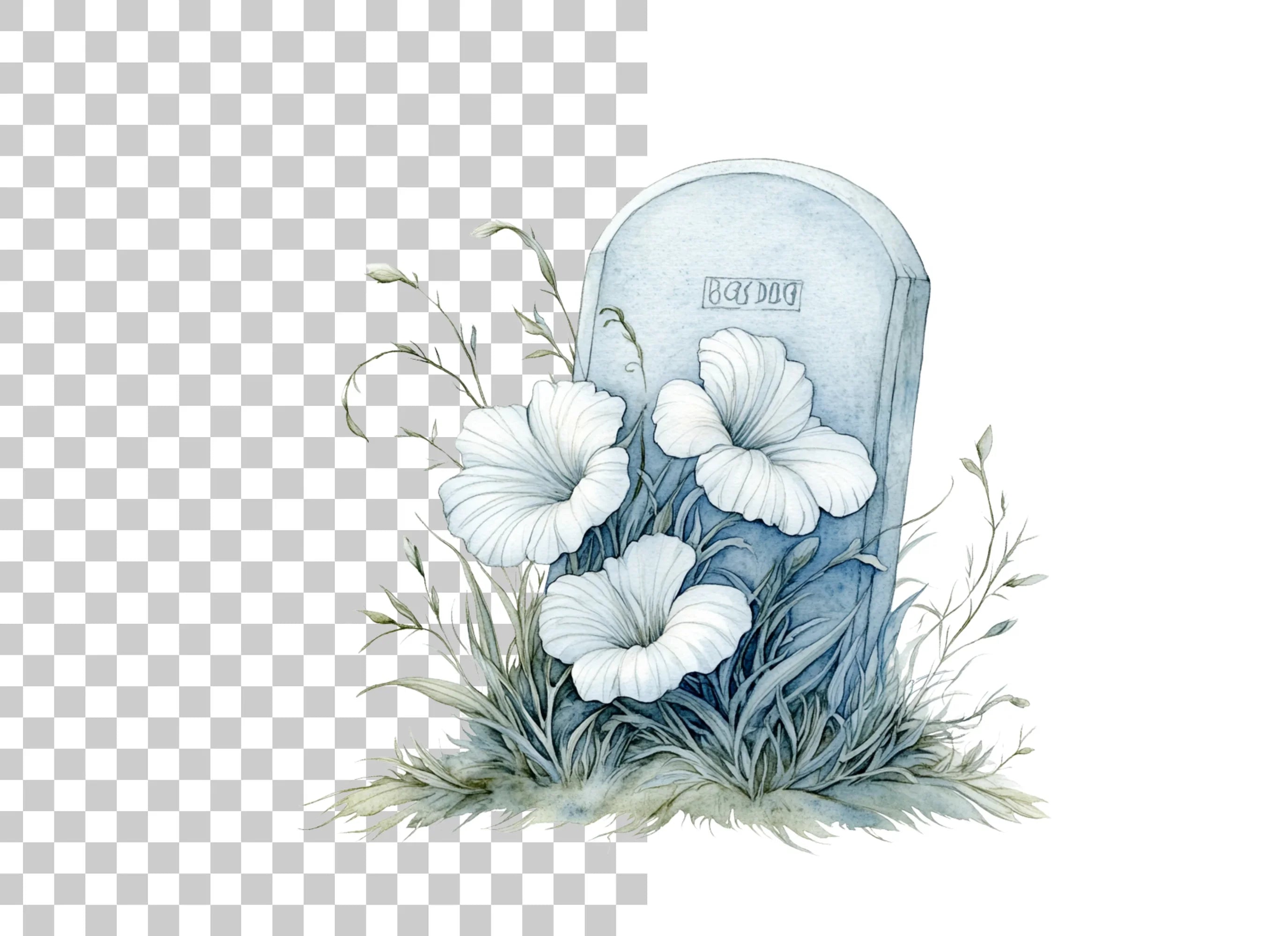 Halloween Gravestone Flowers Clipart Bundle
